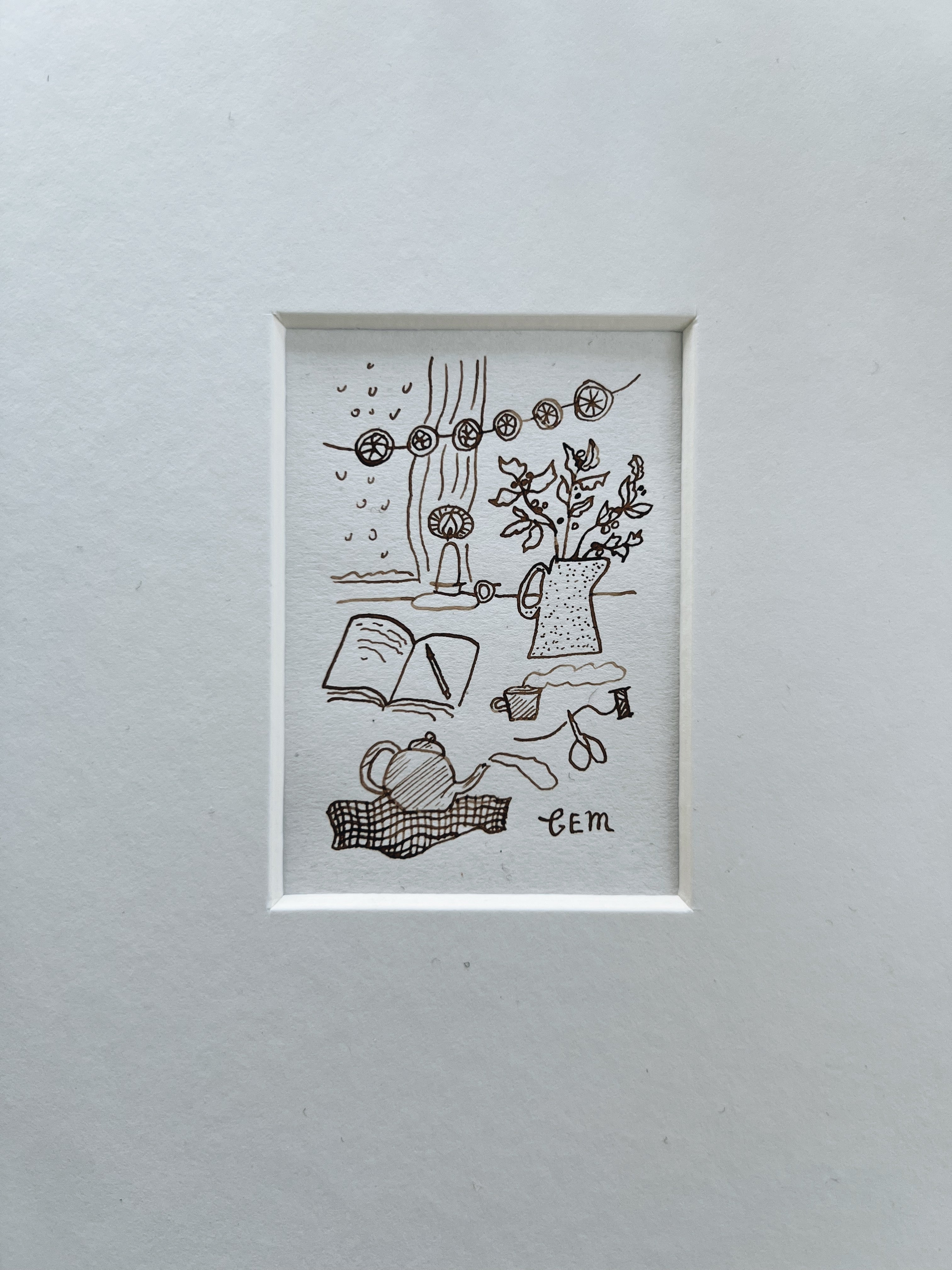 Winter Comforts: original ink drawing
