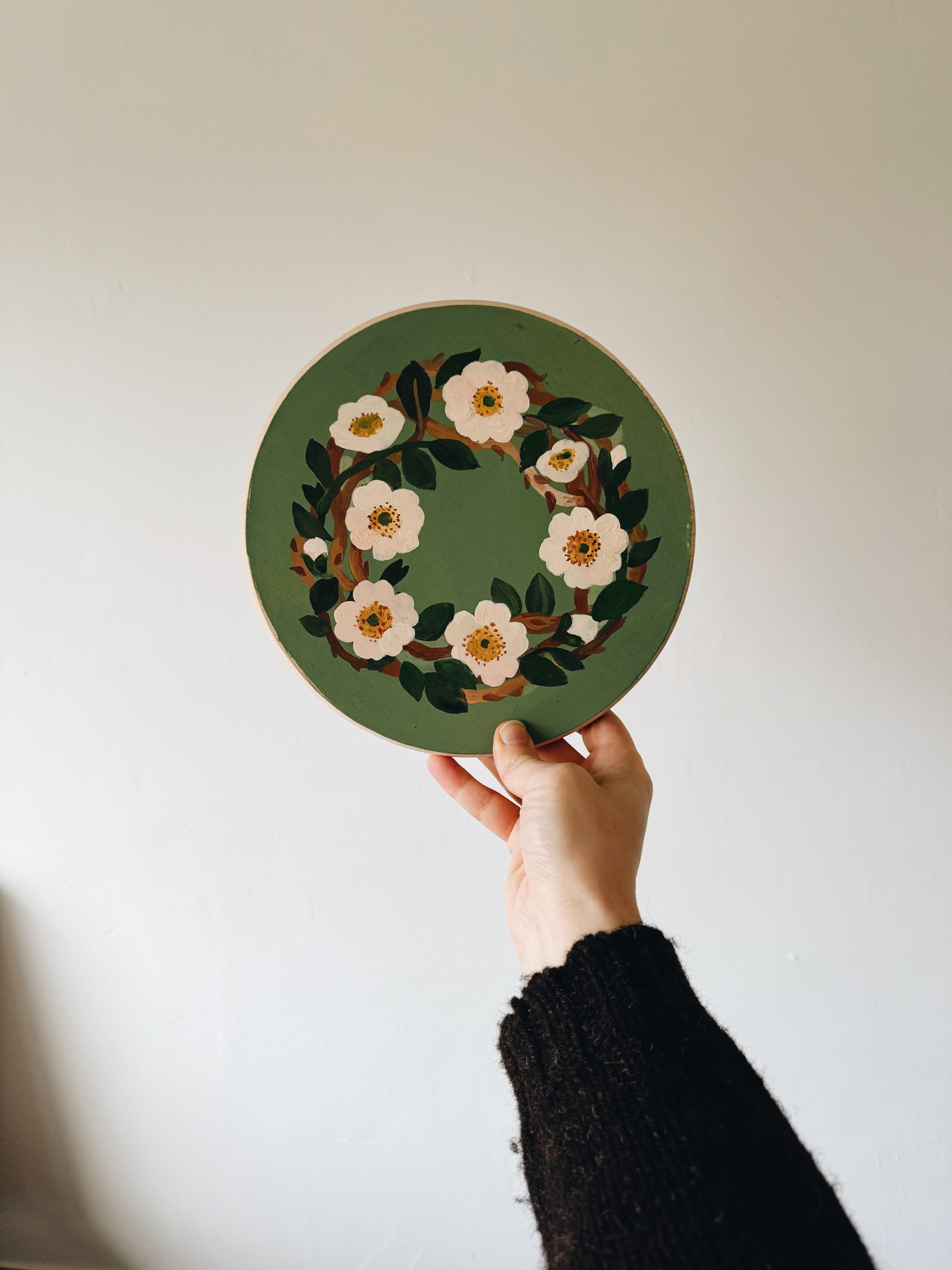 Rosette Wreath - original painting on wood