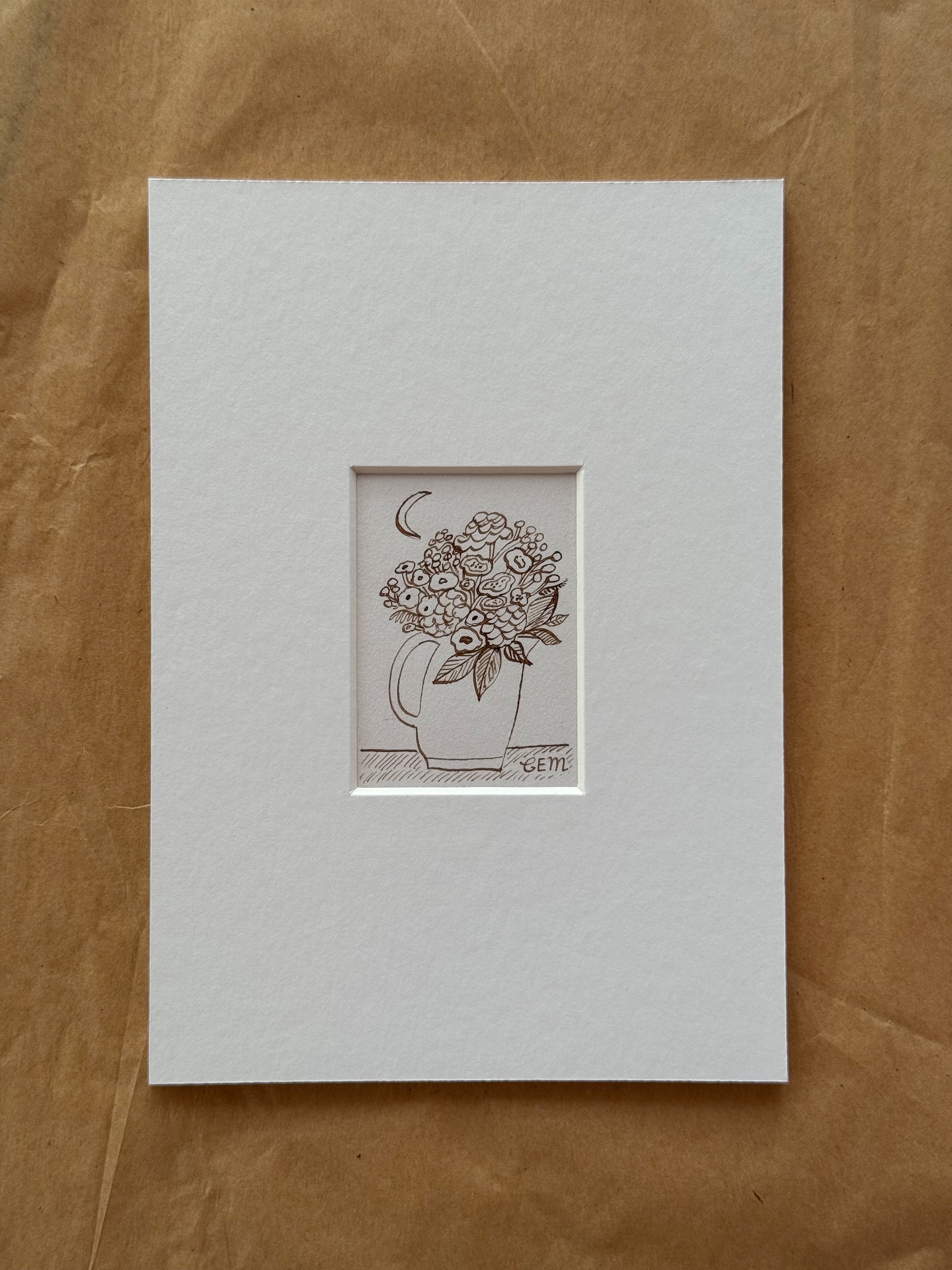 Dear Flowers: original ink drawing