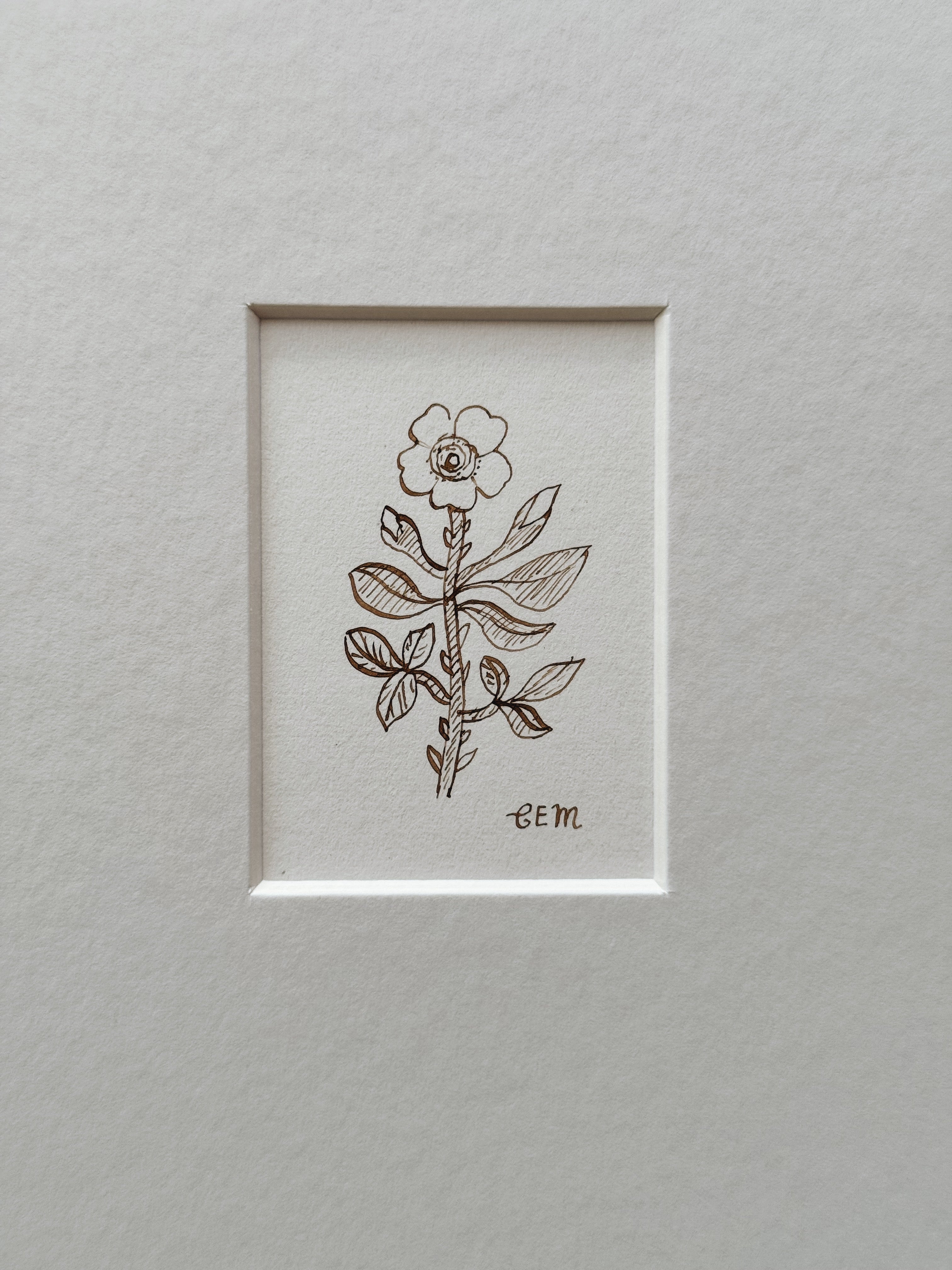 Leafy Rose: original ink drawing