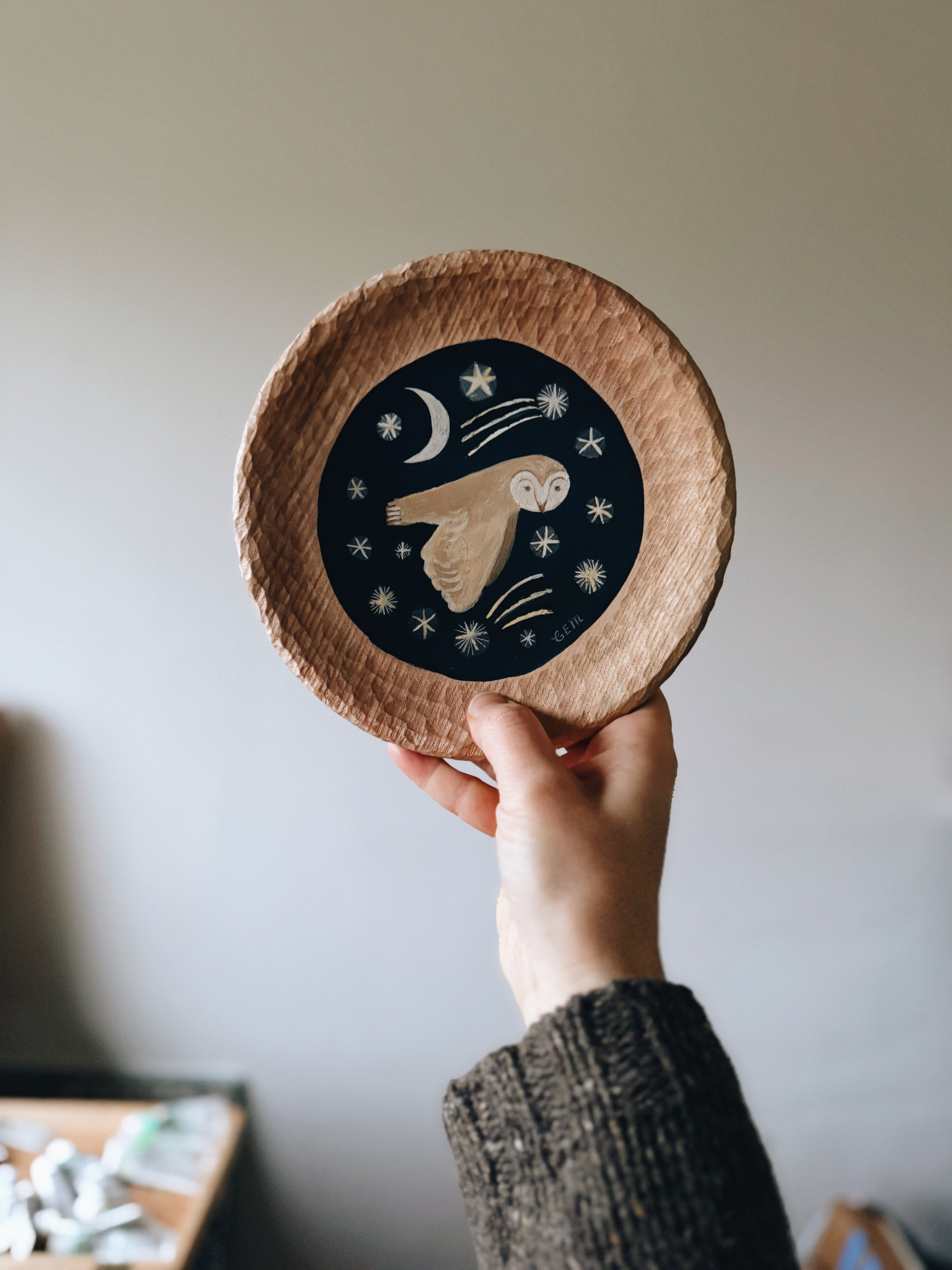 Night Owl - original painting on wood