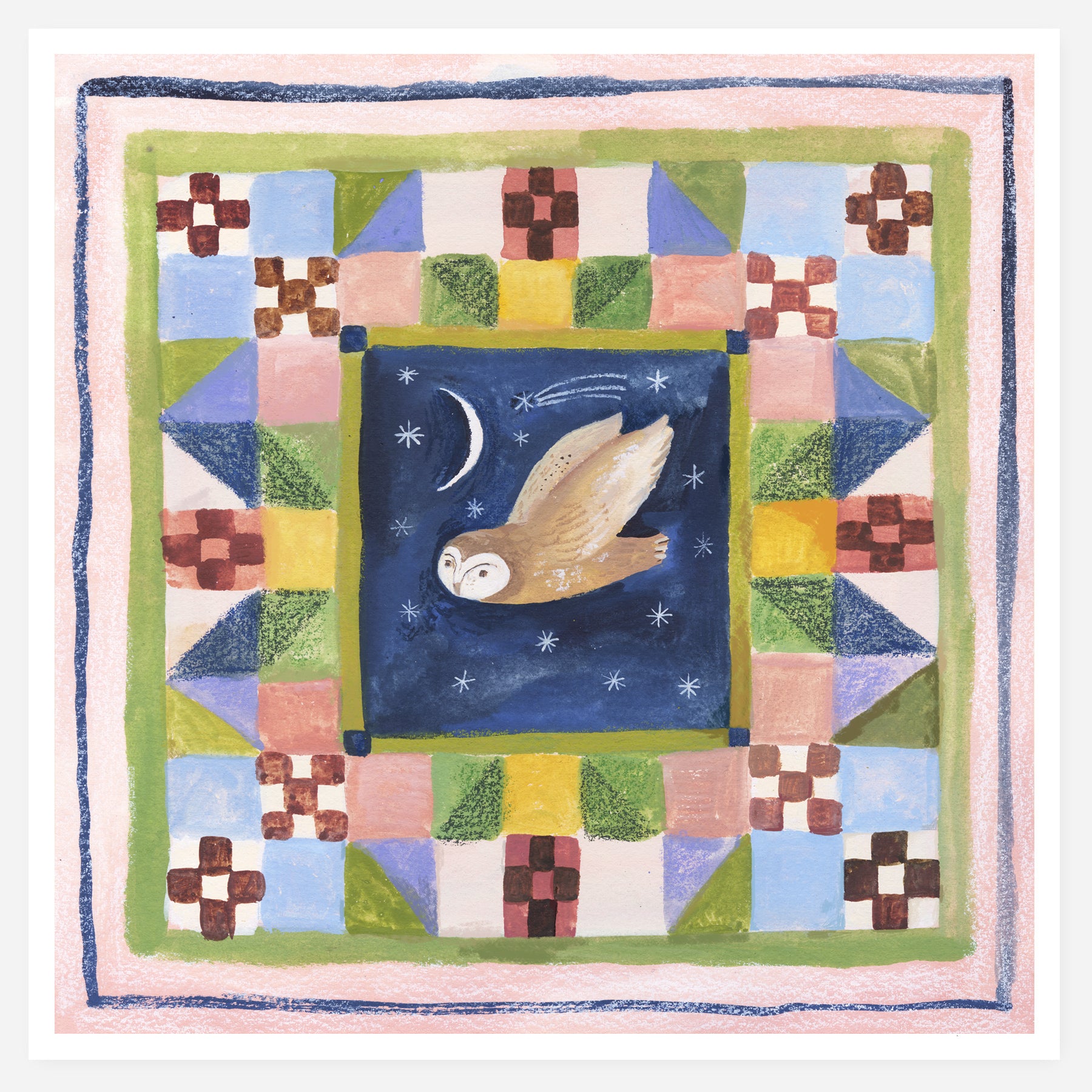 Patchwork Owl 20x20cm print