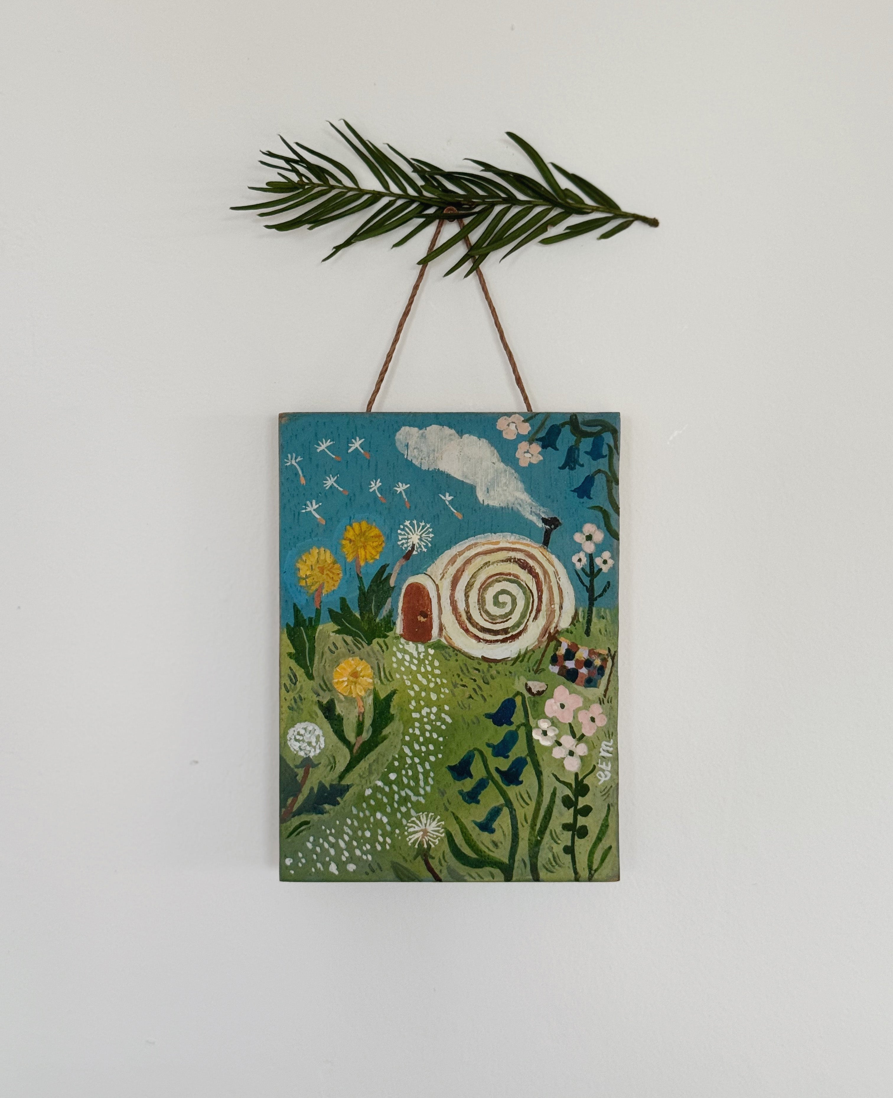 Snail Cottage- original painting on wood