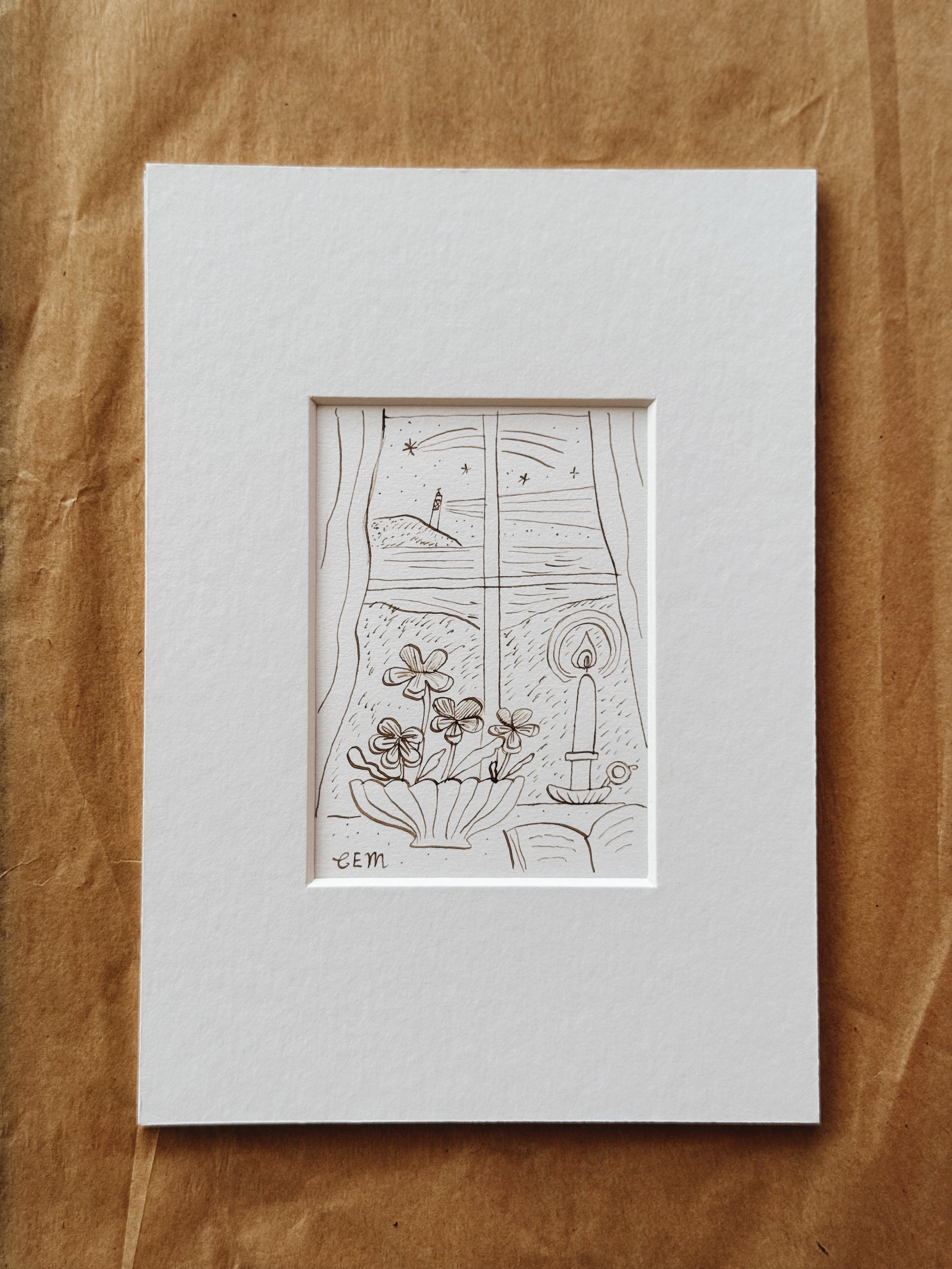 Violas by the Sea: original ink drawing