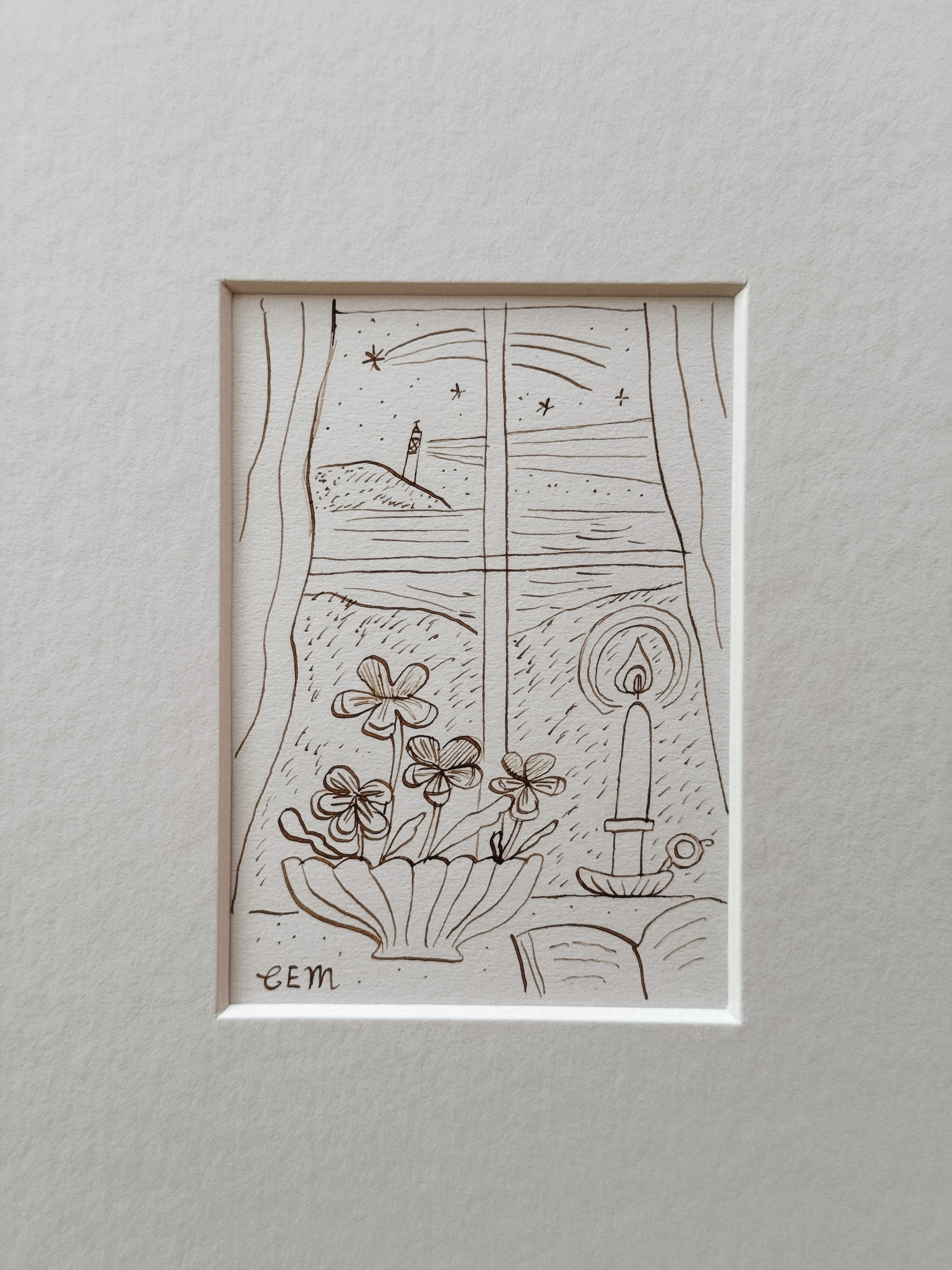 Violas by the Sea: original ink drawing