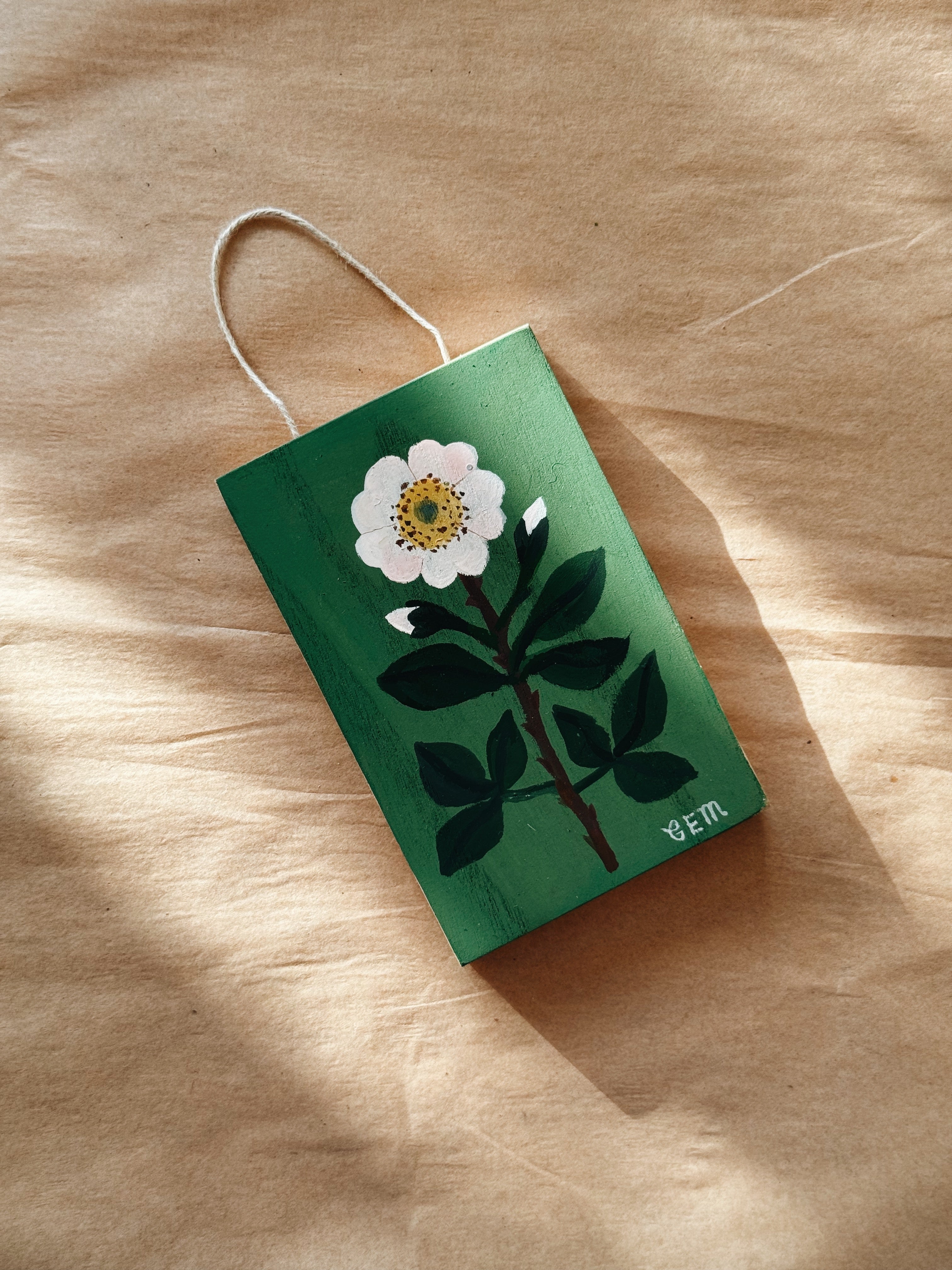 Wild Rose- original painting on wood