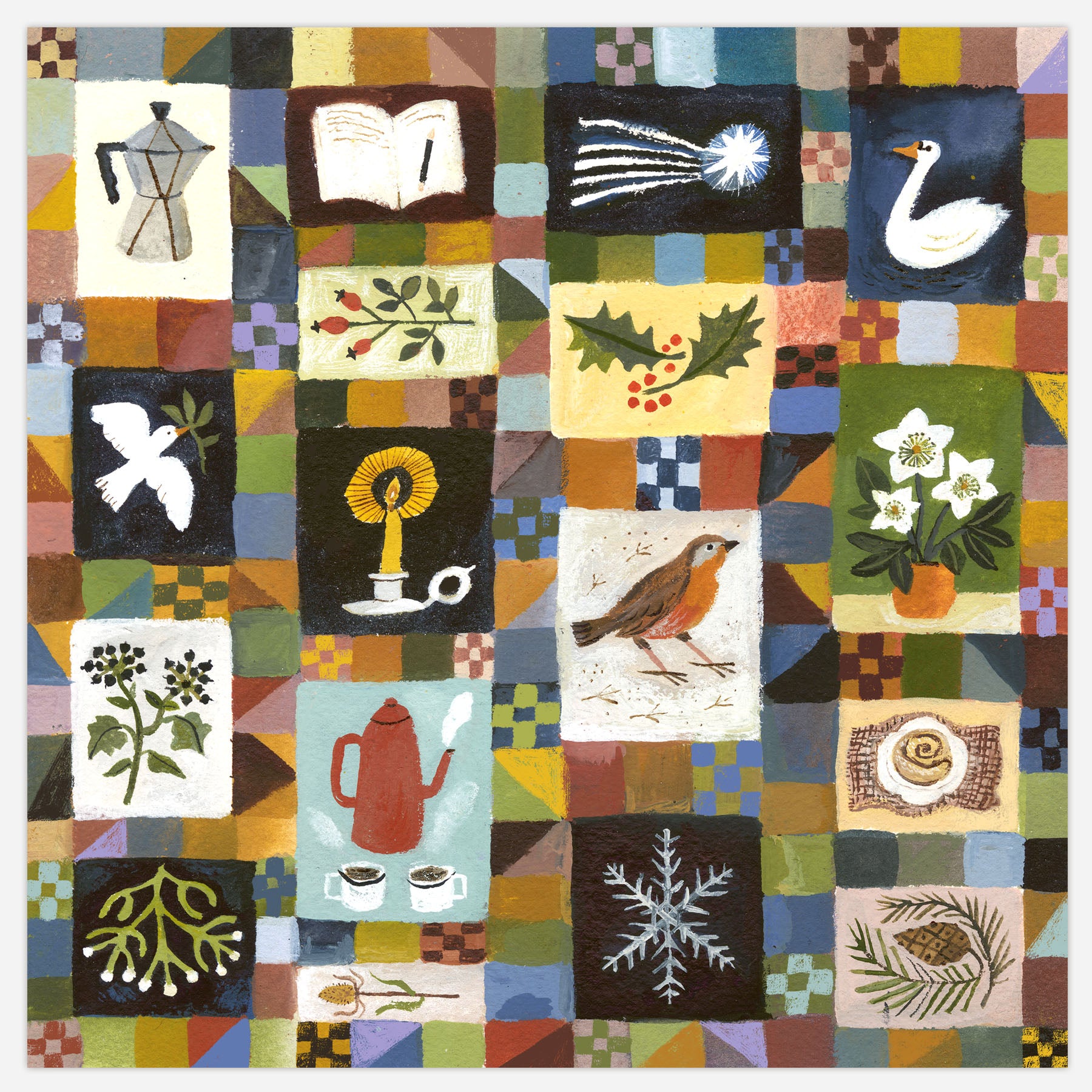 Winter Patchwork 20x20cm print