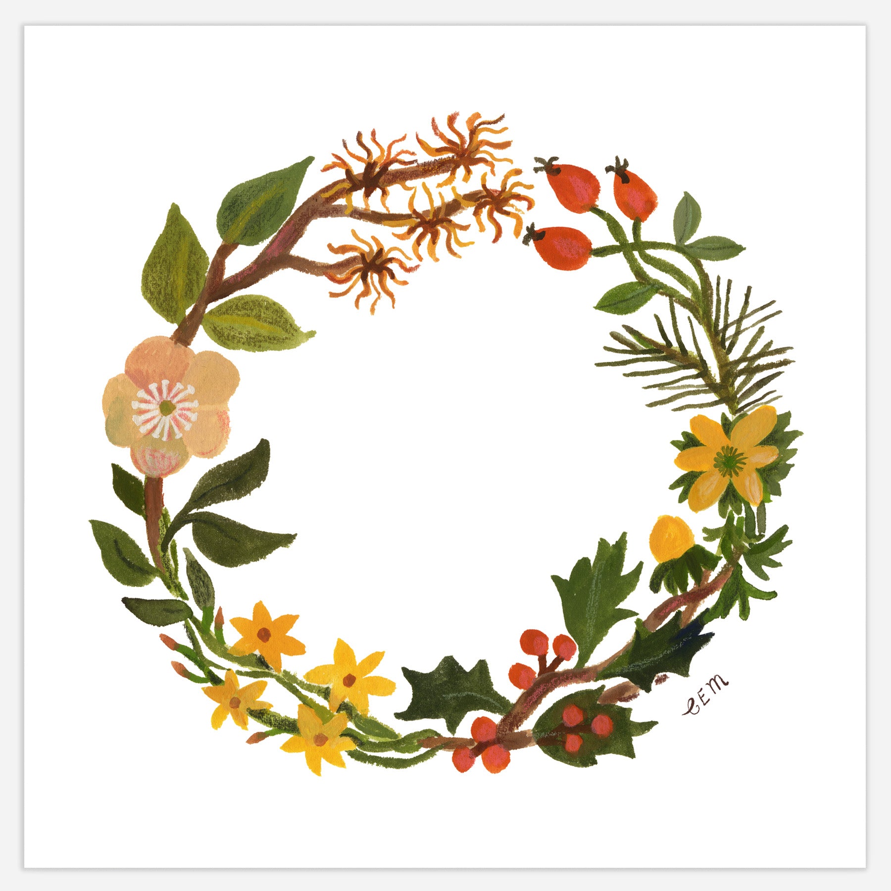 Winter Wreath Print