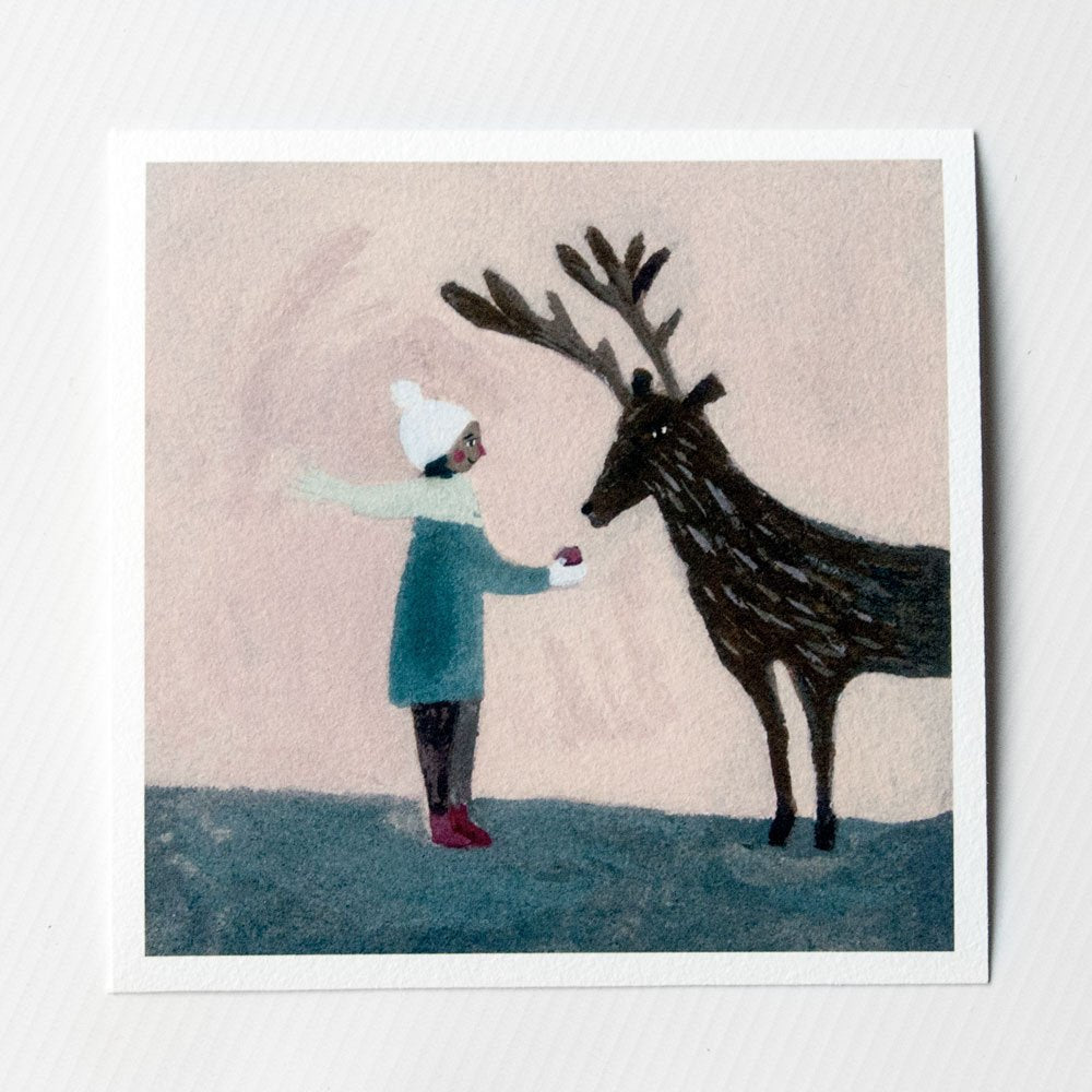 An Apple for Reindeer 6x6 inch or A5 print
