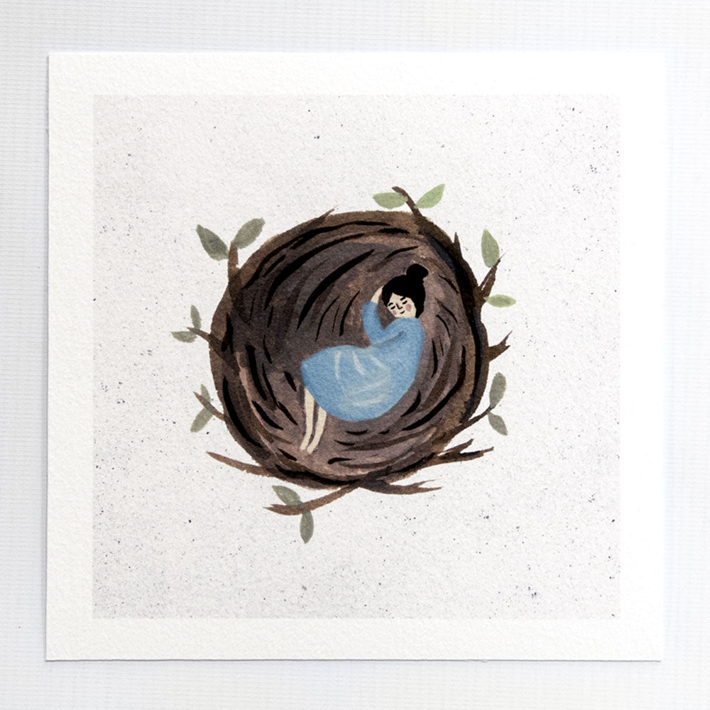 Asleep in a Nest 7x7 print