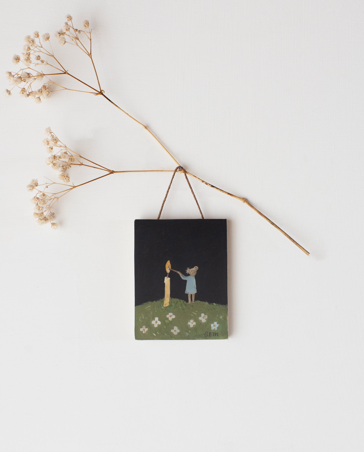 Candle Mouse - original painting on wood