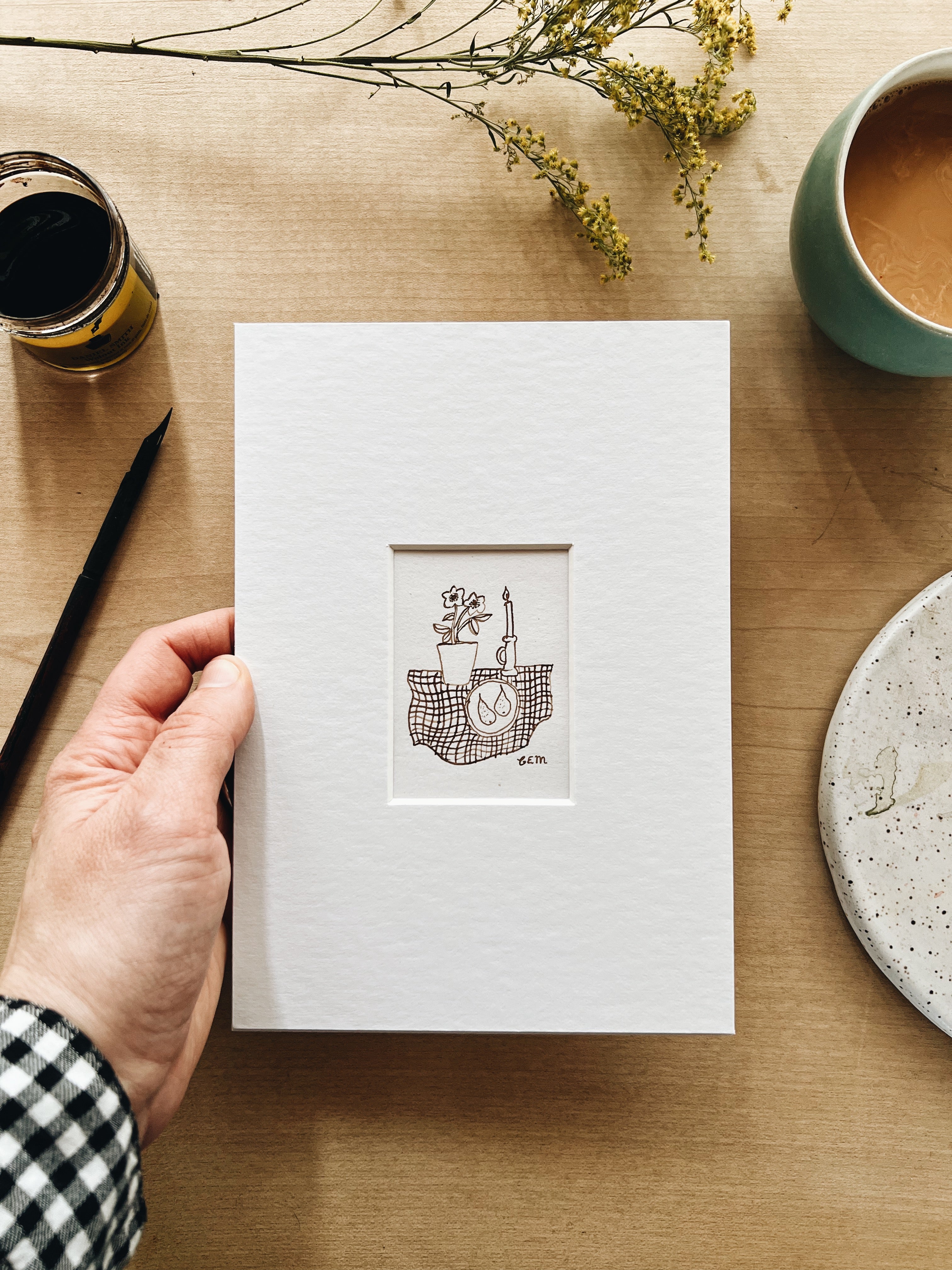 Late Winter Table - original ink drawing