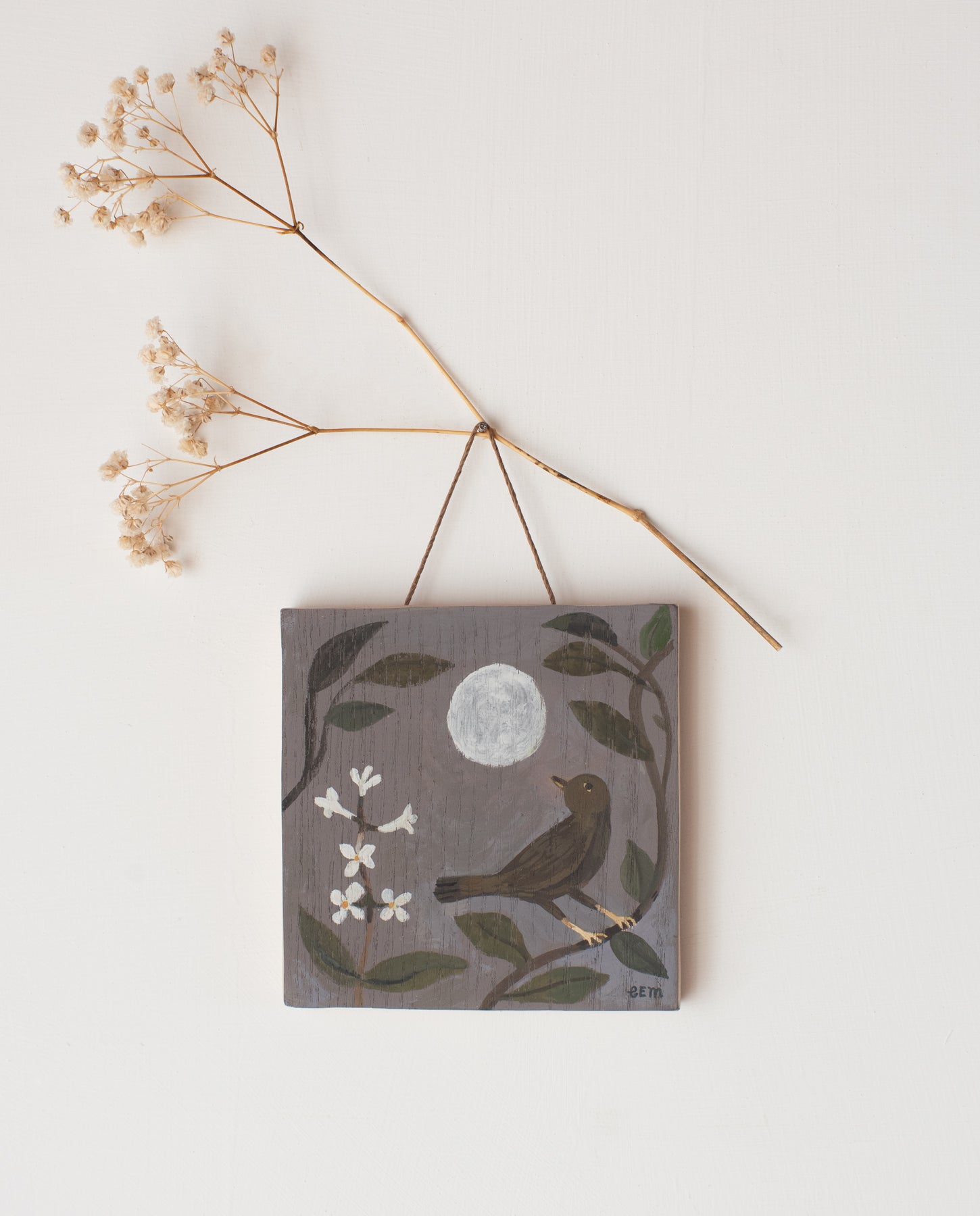 Osmanthus Moon - original painting on wood