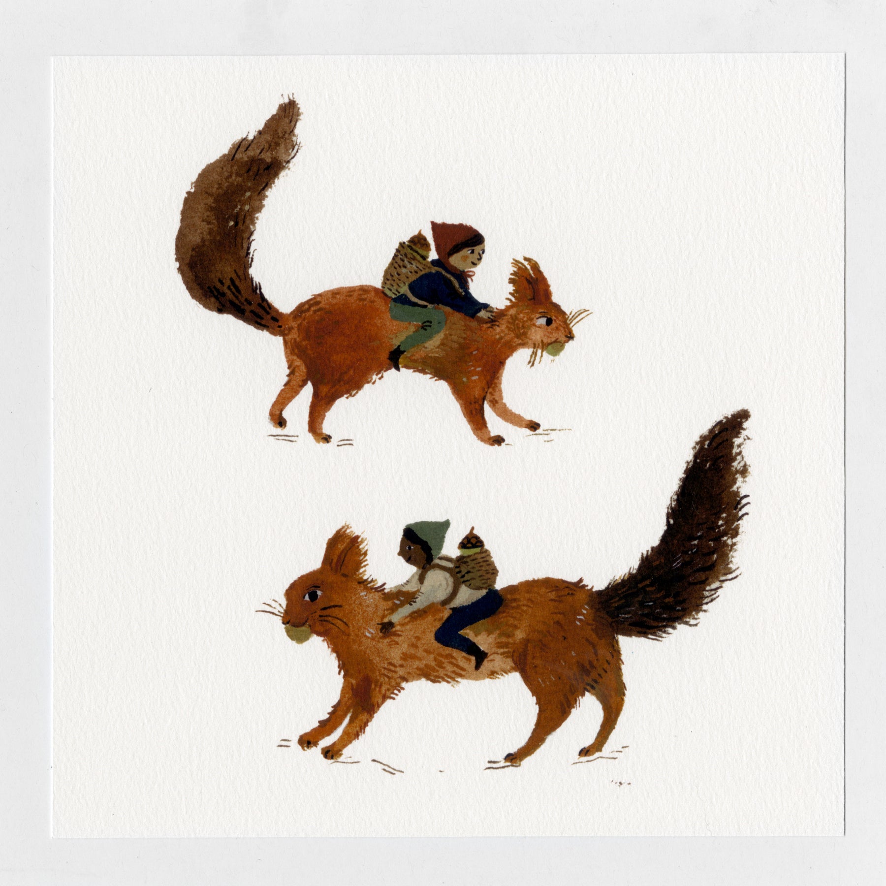 Acorn Gatherers 20x20cm print