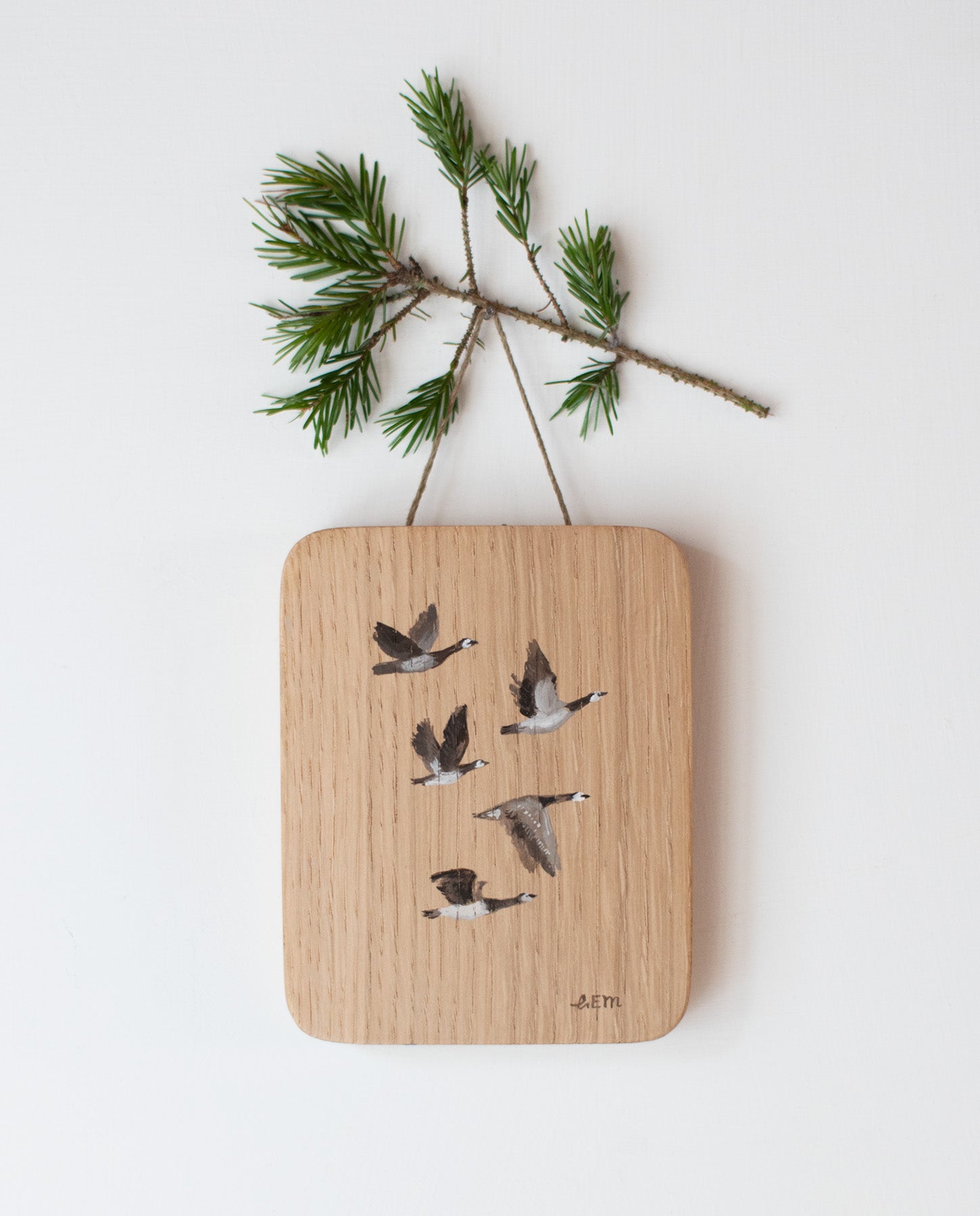 Barnacle Geese in Flight- original painting on wood
