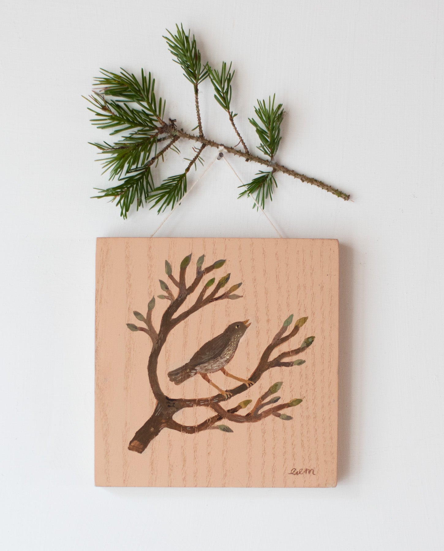 Bird on a Bough - original painting on wood