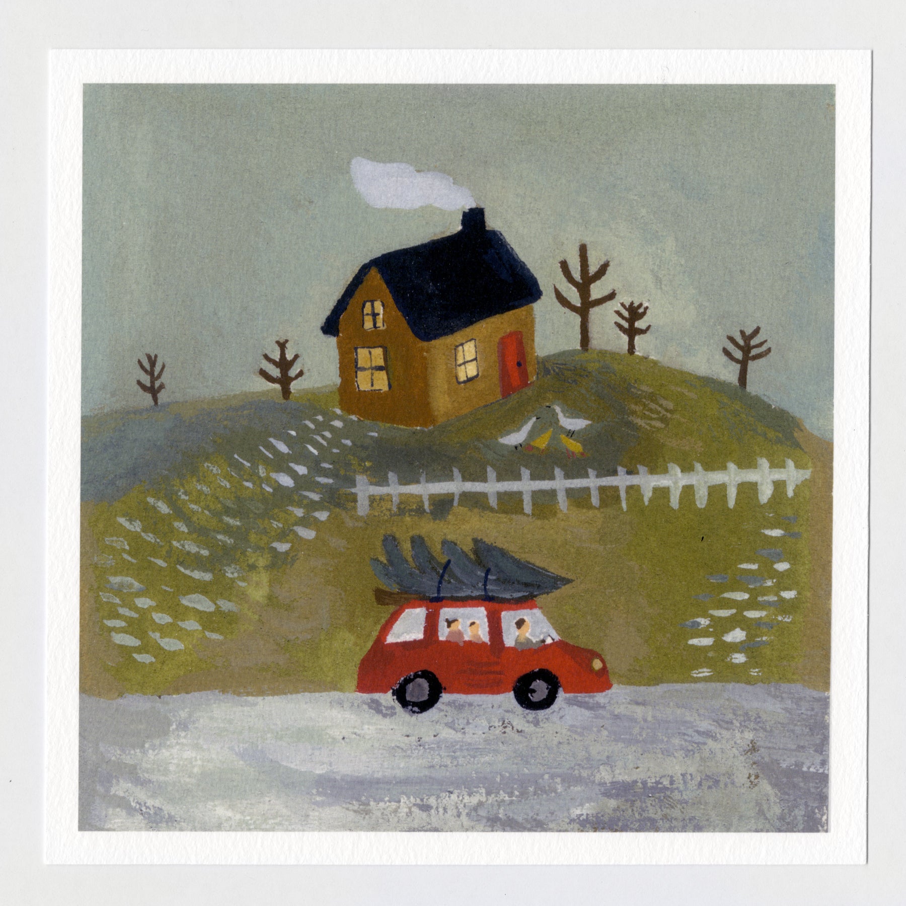 BRINGING HOME THE TREE 7 X 7 PRINT