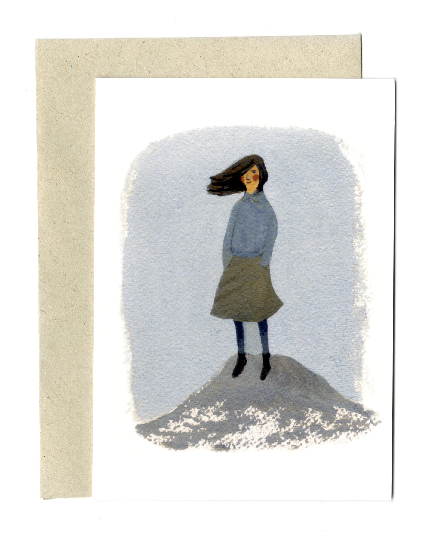 Girl on a rock a6 card