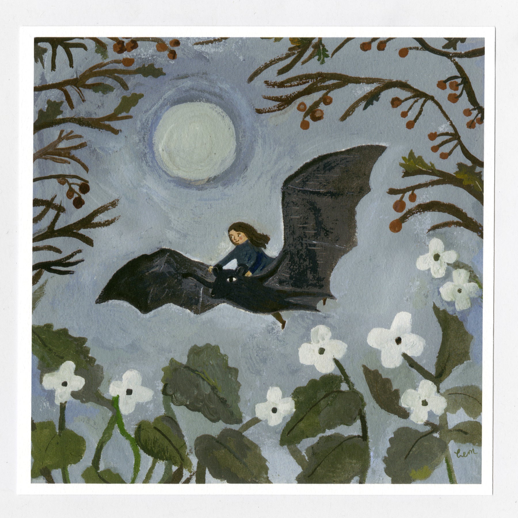 Hedgerow Bat 20x20 cm print