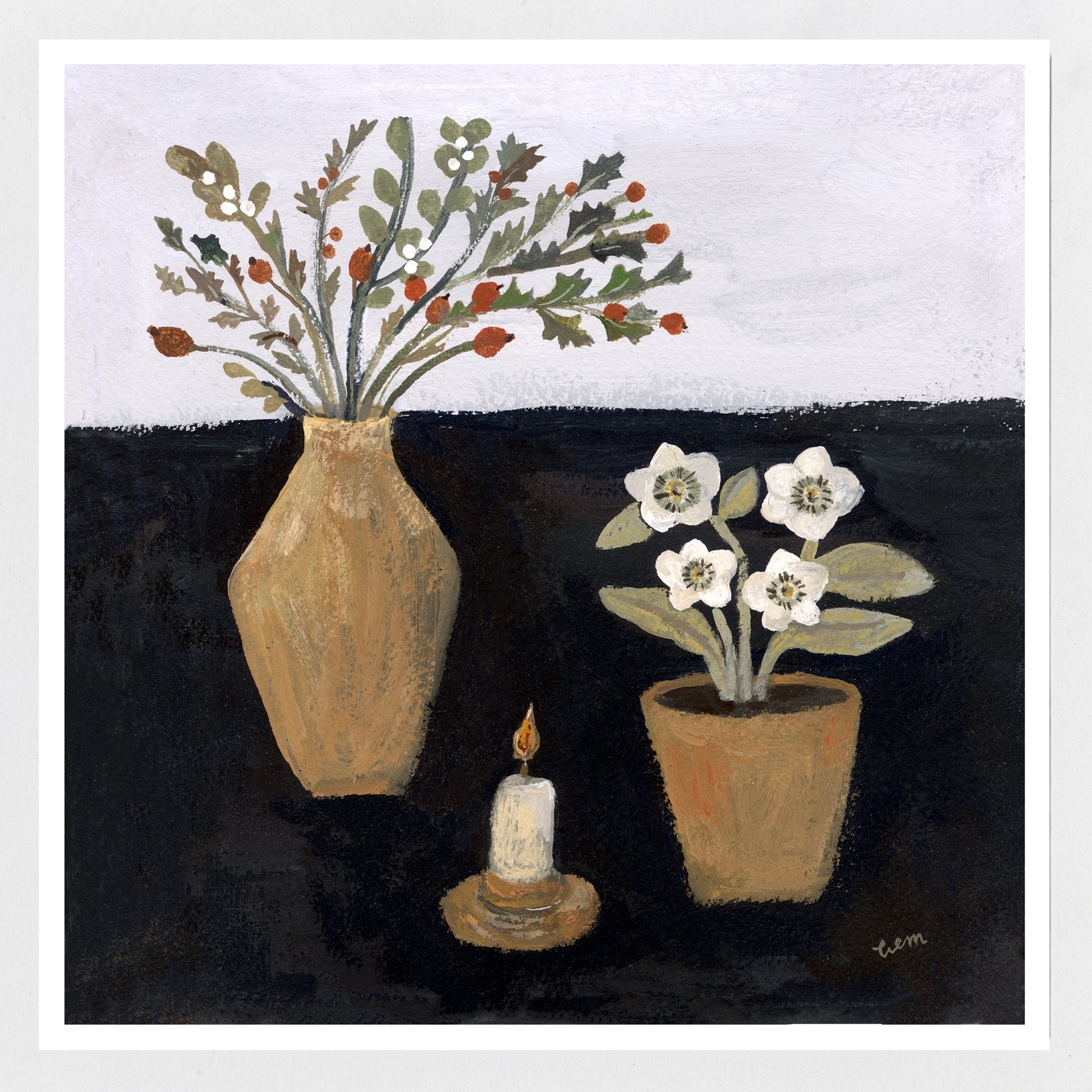 Hellebores, Hips and Haws 20x20 print