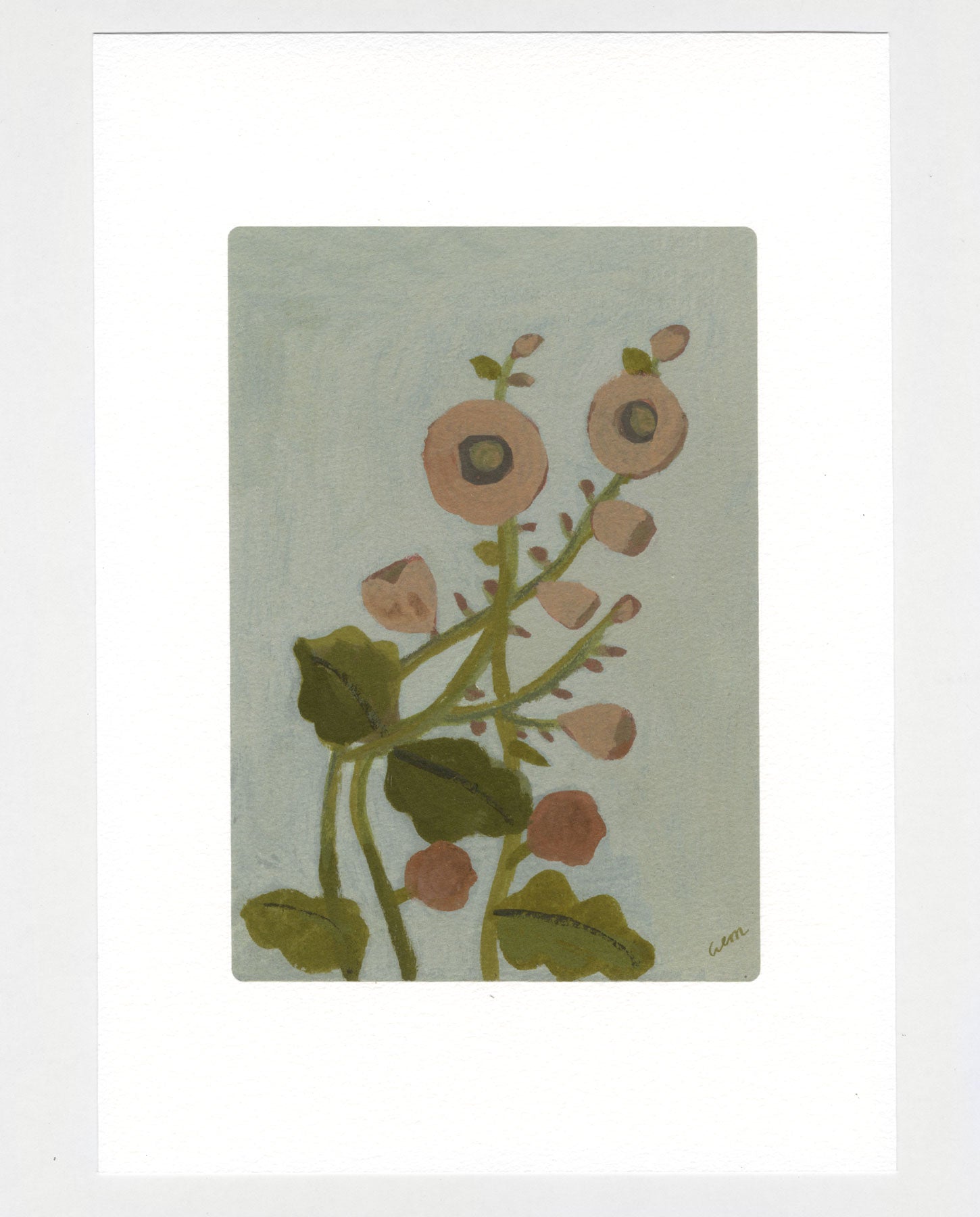 Hollyhocks a4 print