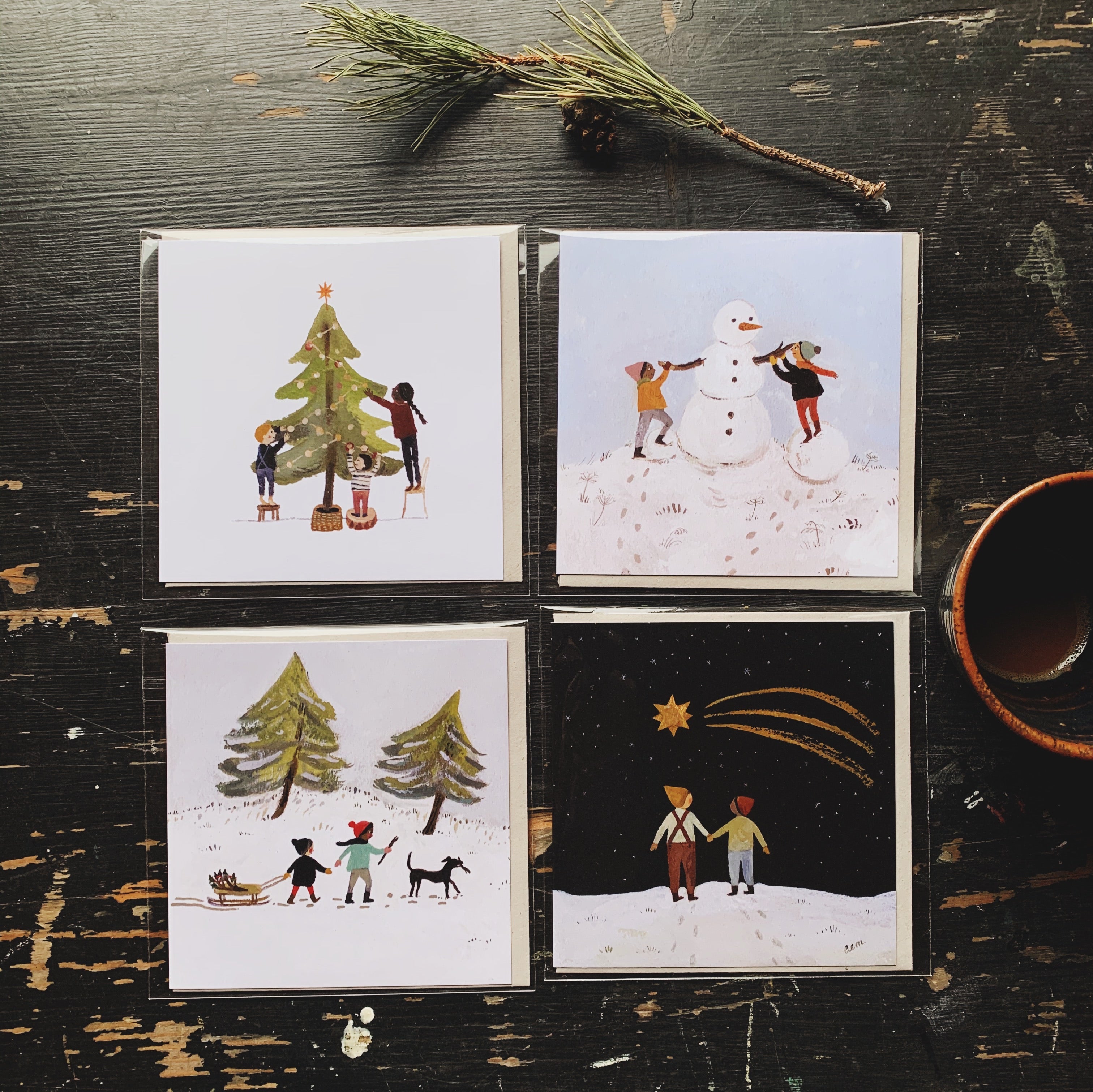 Children's Winter card set of 4