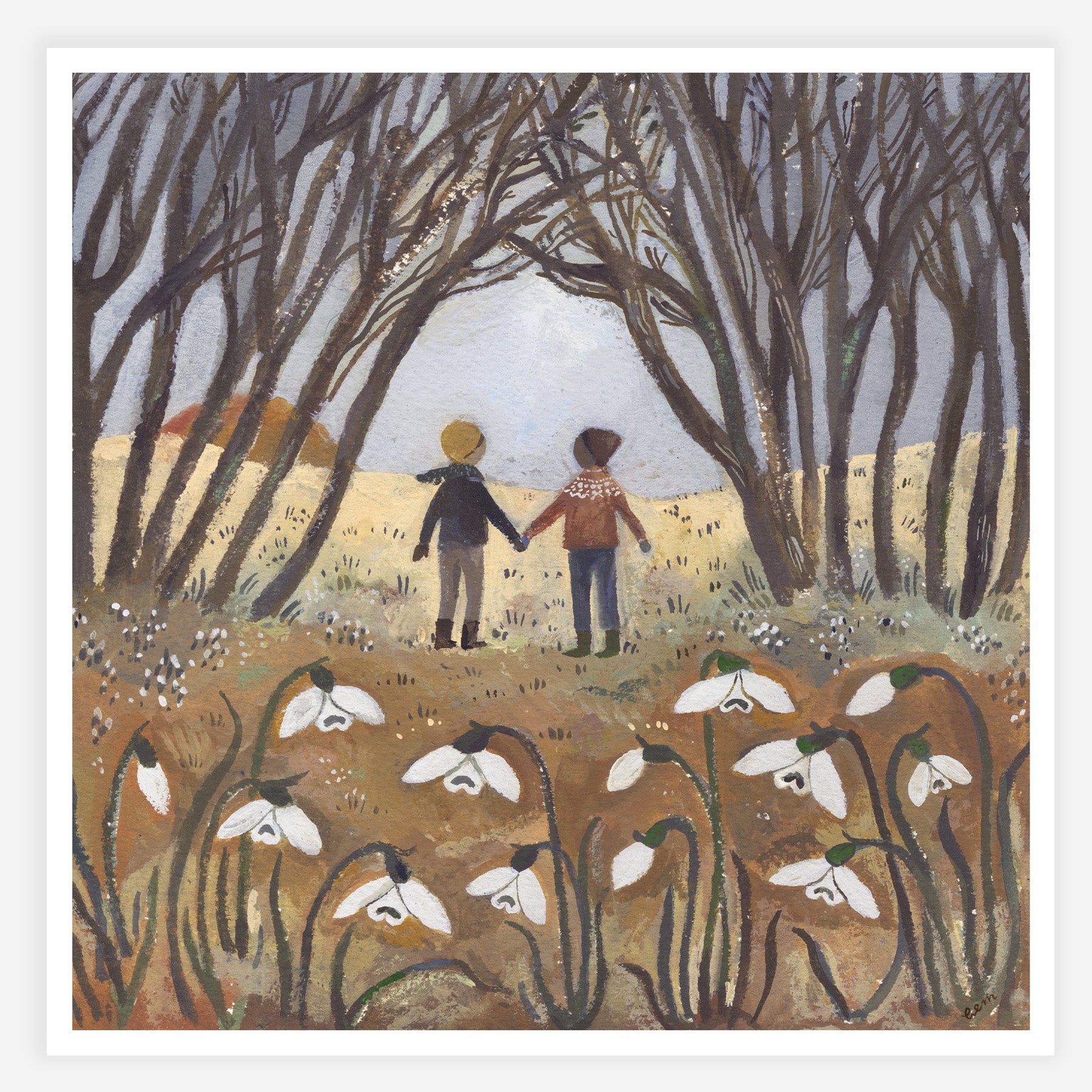 Love in the Snowdrops 20x20cm Print