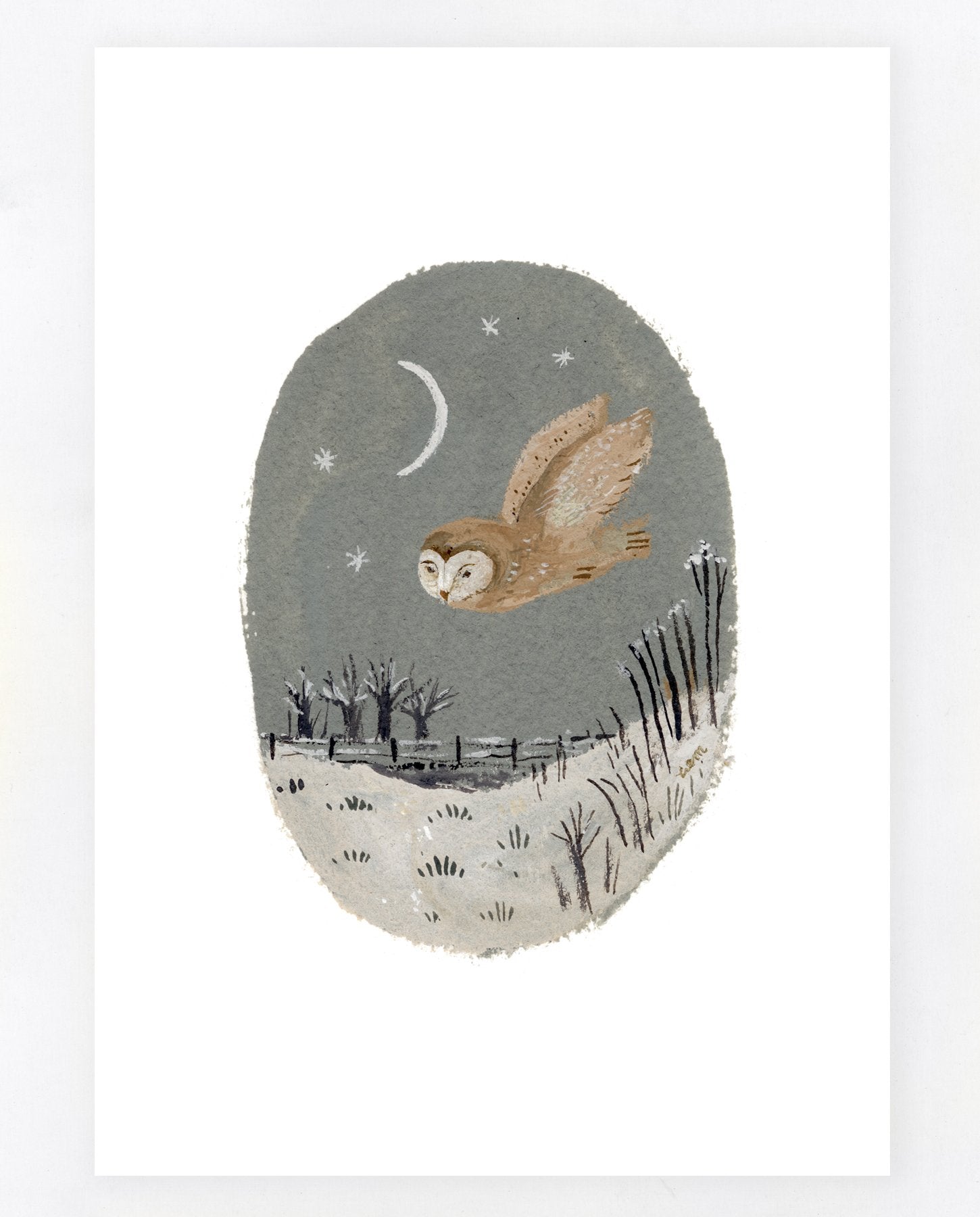 Owl at Twilight a5 print