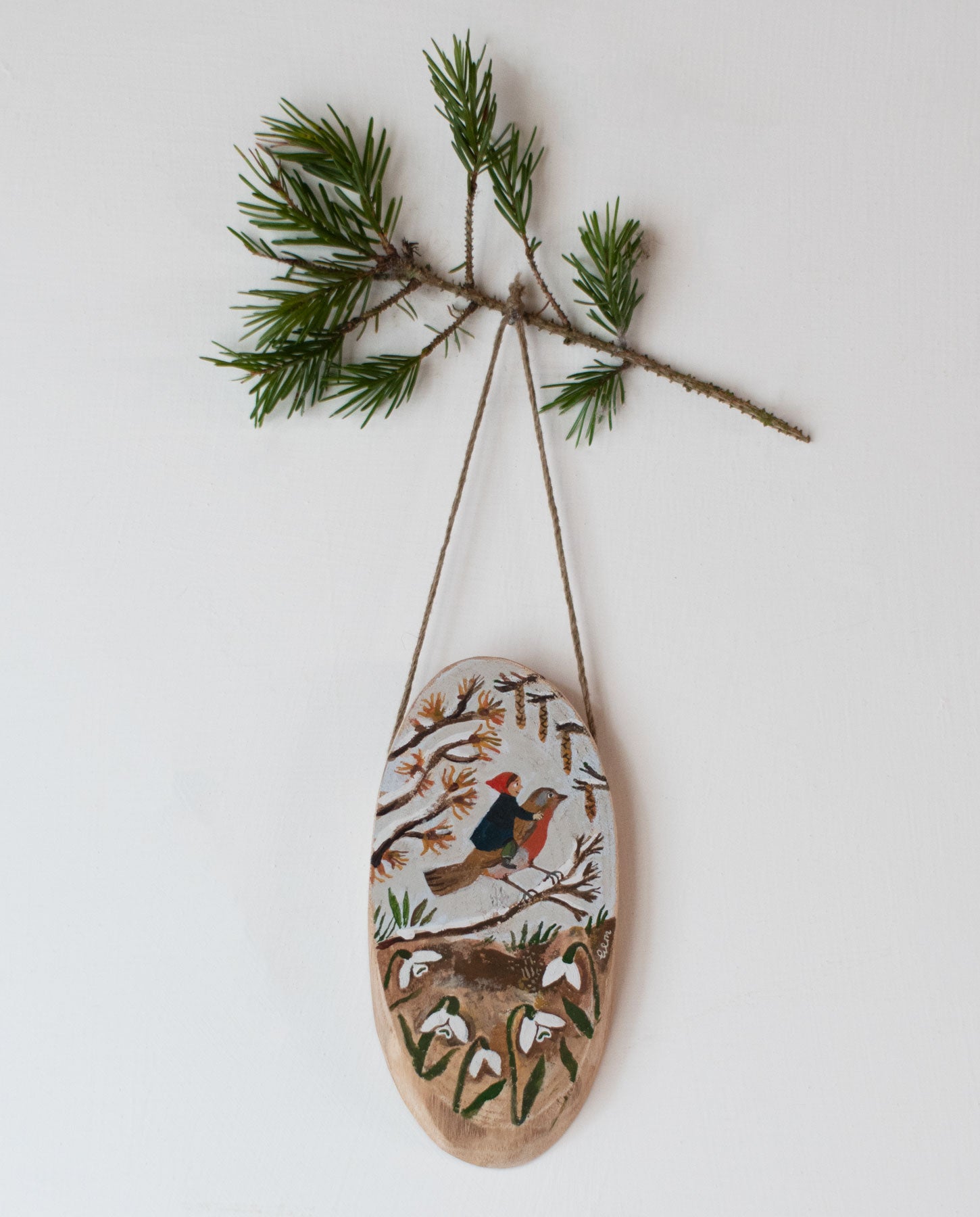 The Robin - original miniature painting on a wooden slice