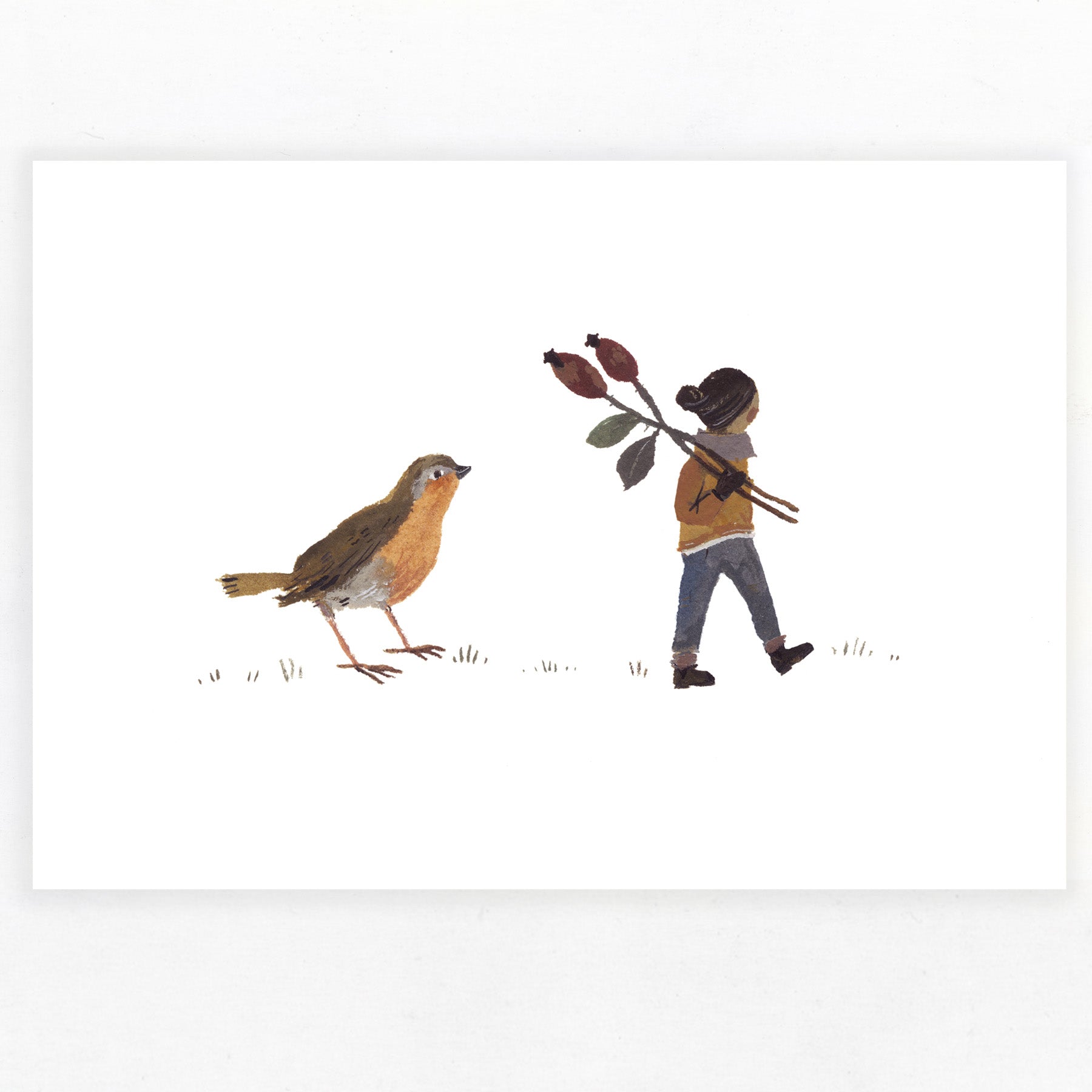 Robin and Rosehip A5 print