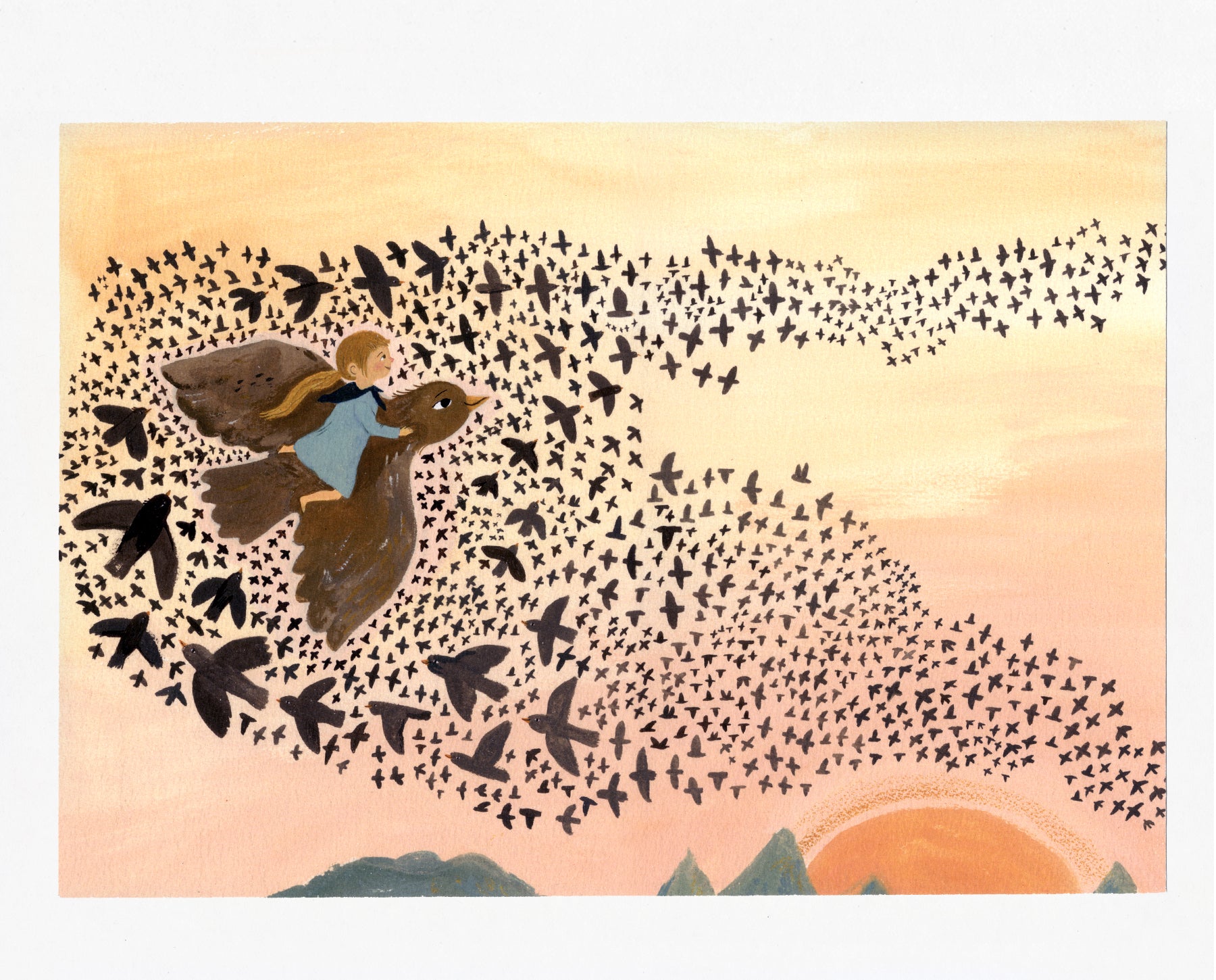 Sunset Murmuration Print a4 or 40x50cm