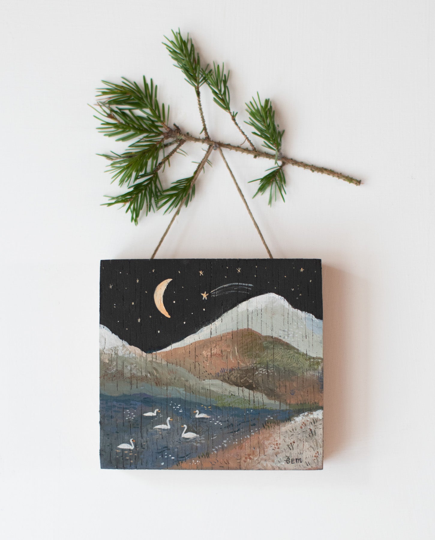 Quiet Mountain Lake - original painting on wood