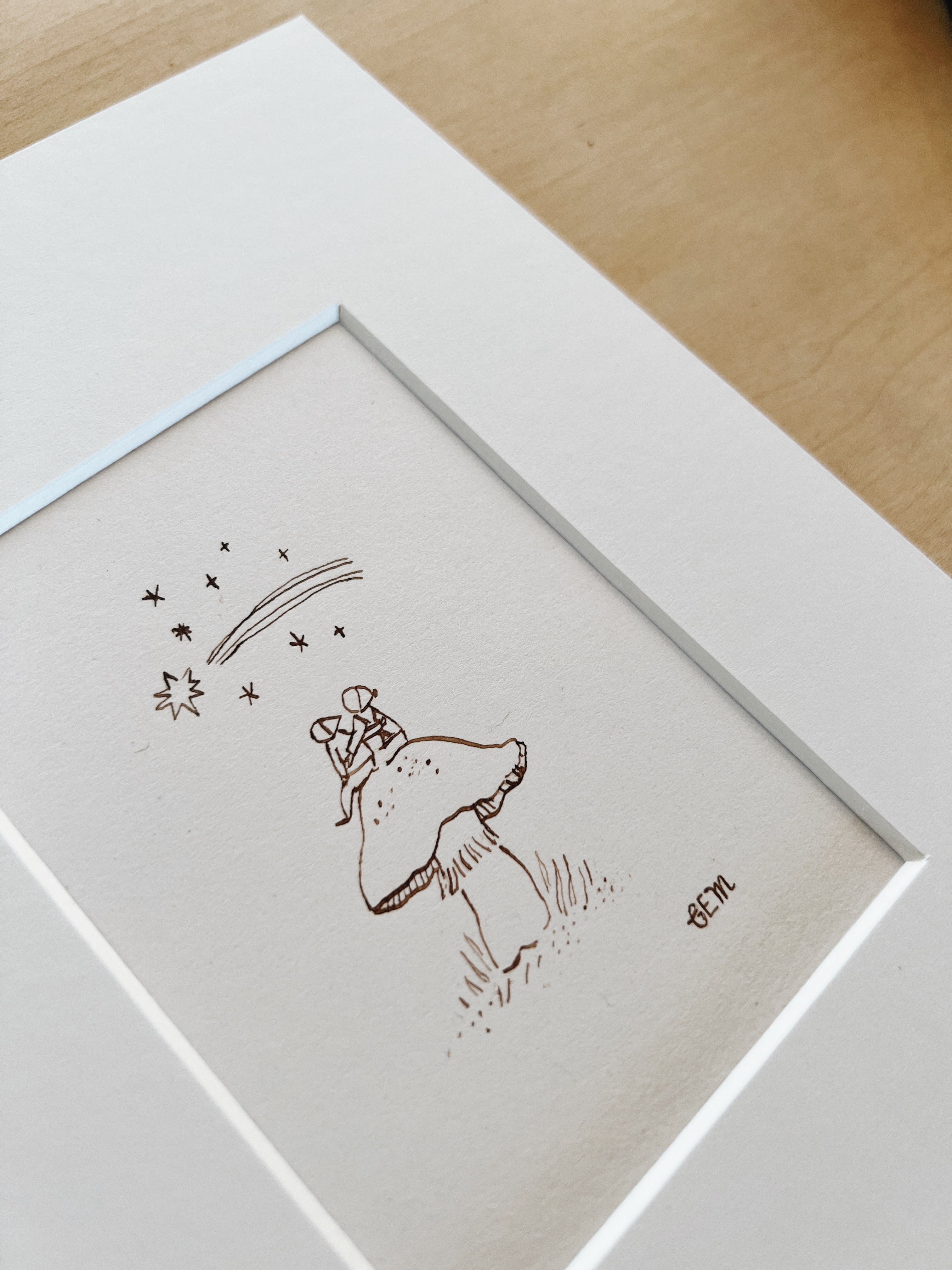 Watching Stars: original ink drawing