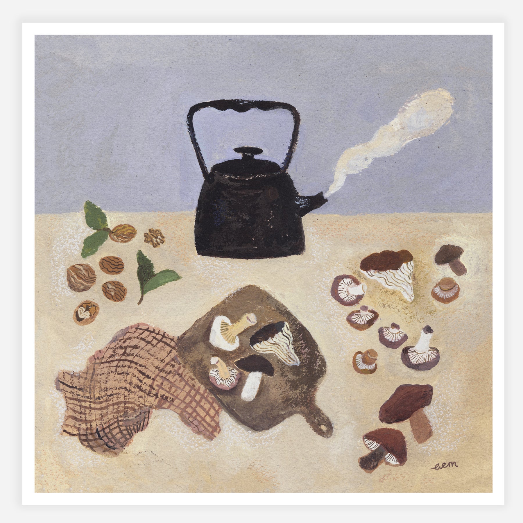 Wild Mushrooms and Walnuts 20x20cm Print