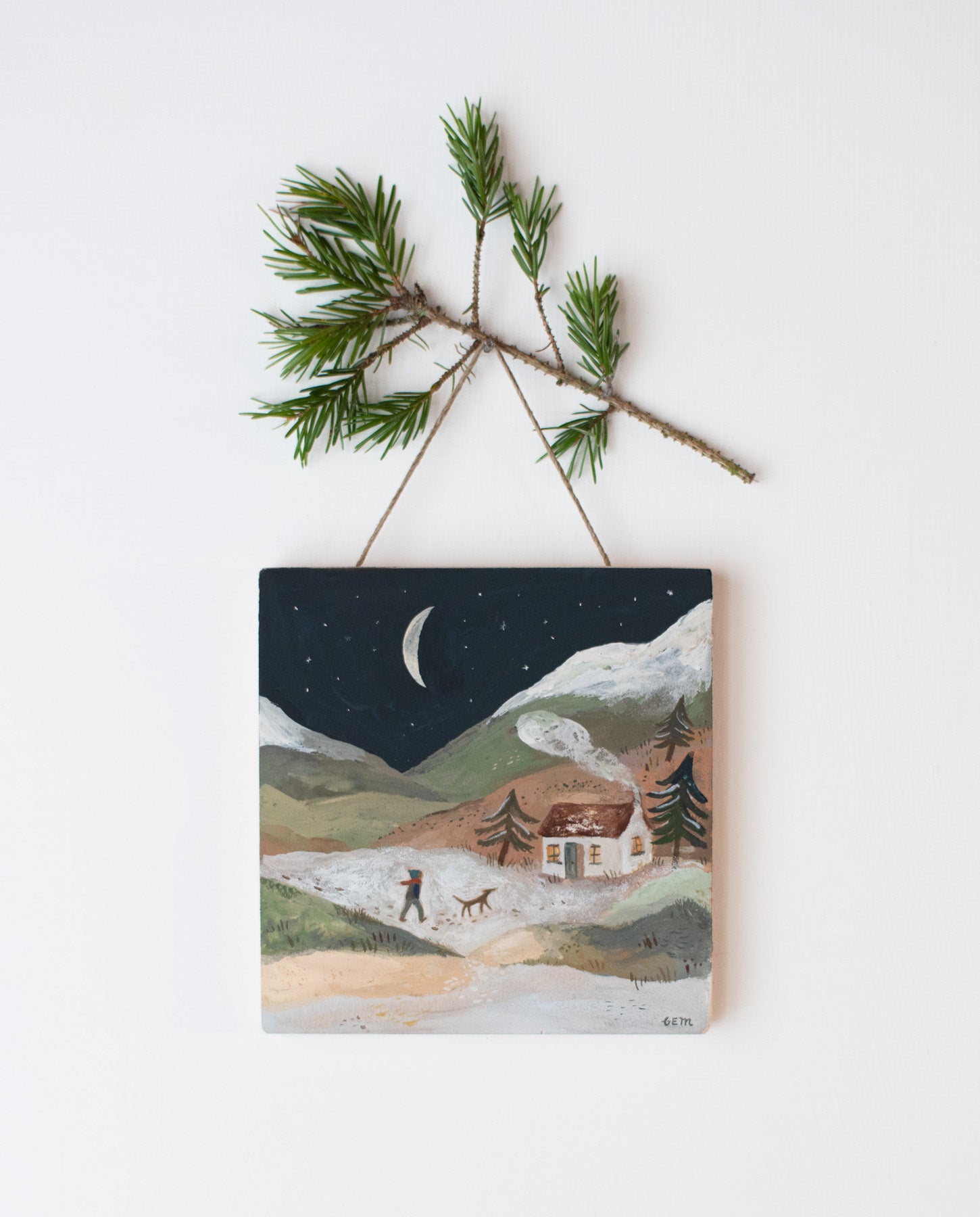 Winter Walk - original painting on wood