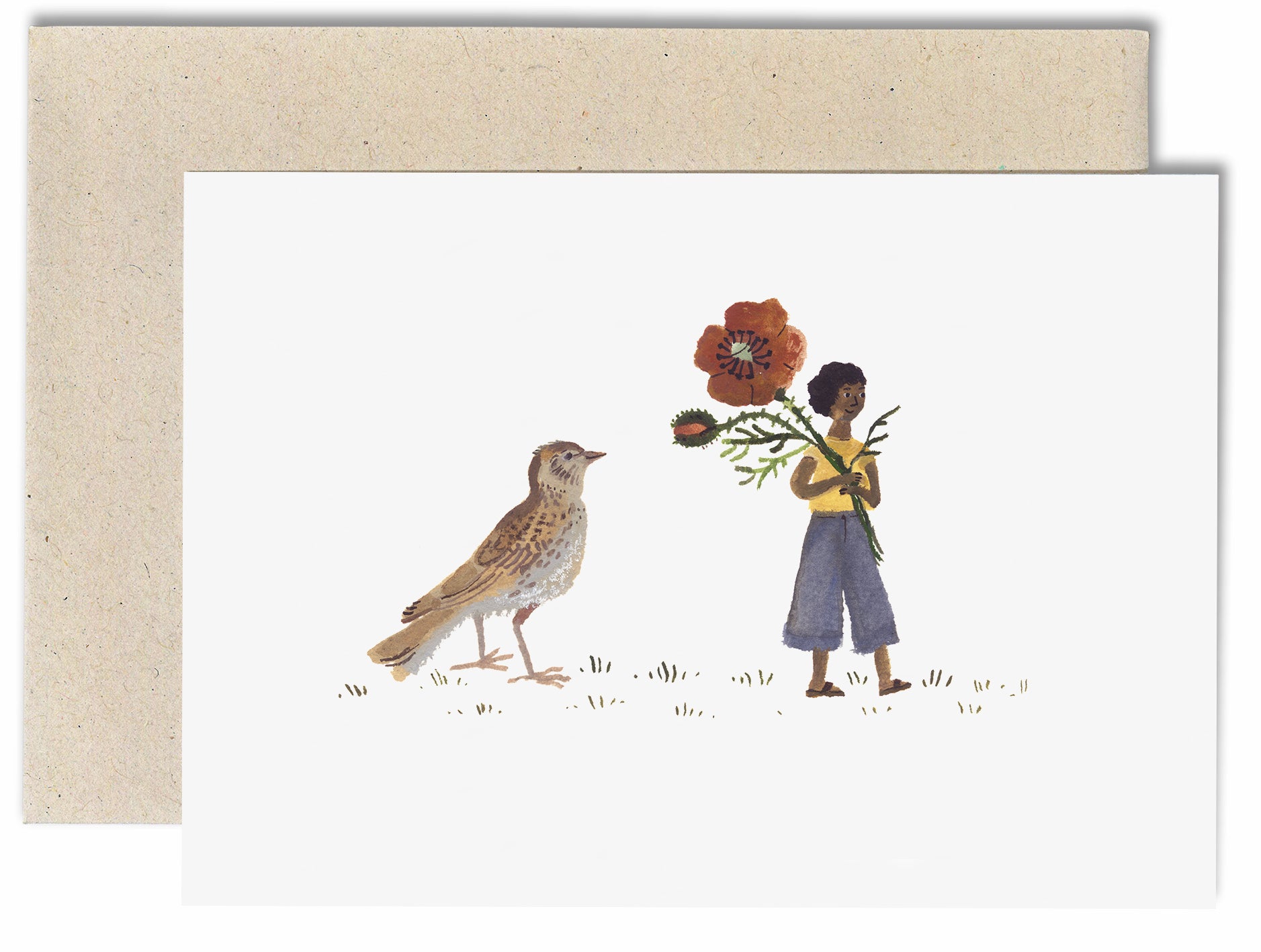 Skylark and Field Poppy Card