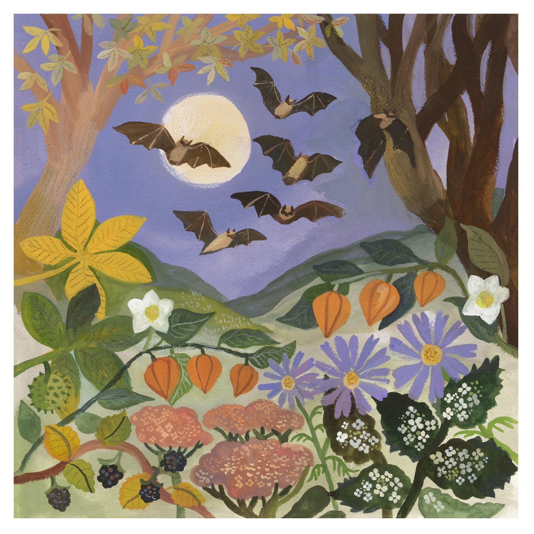 Bats in the Moonlight 20x20cm print