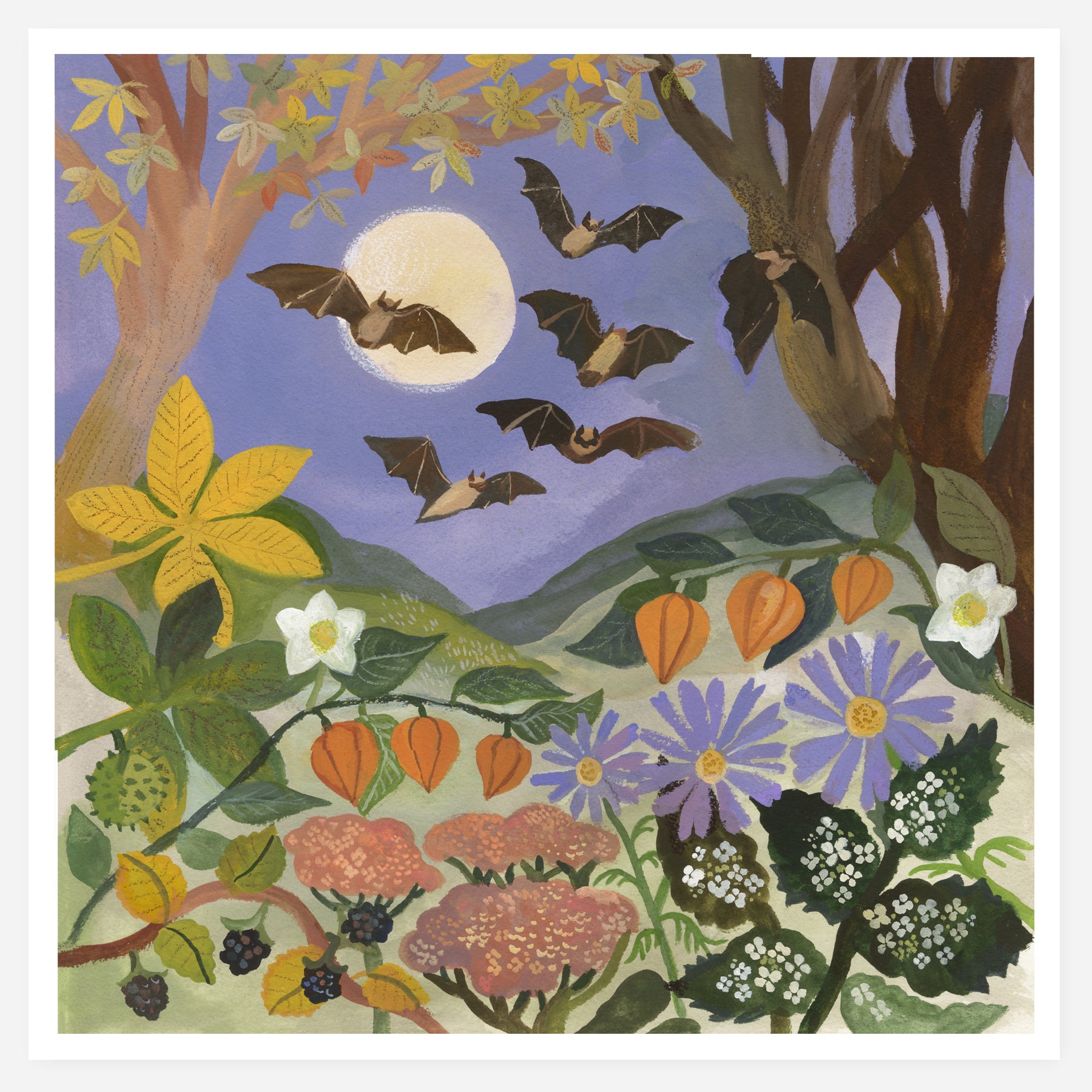 Bats in the Moonlight 20x20cm print