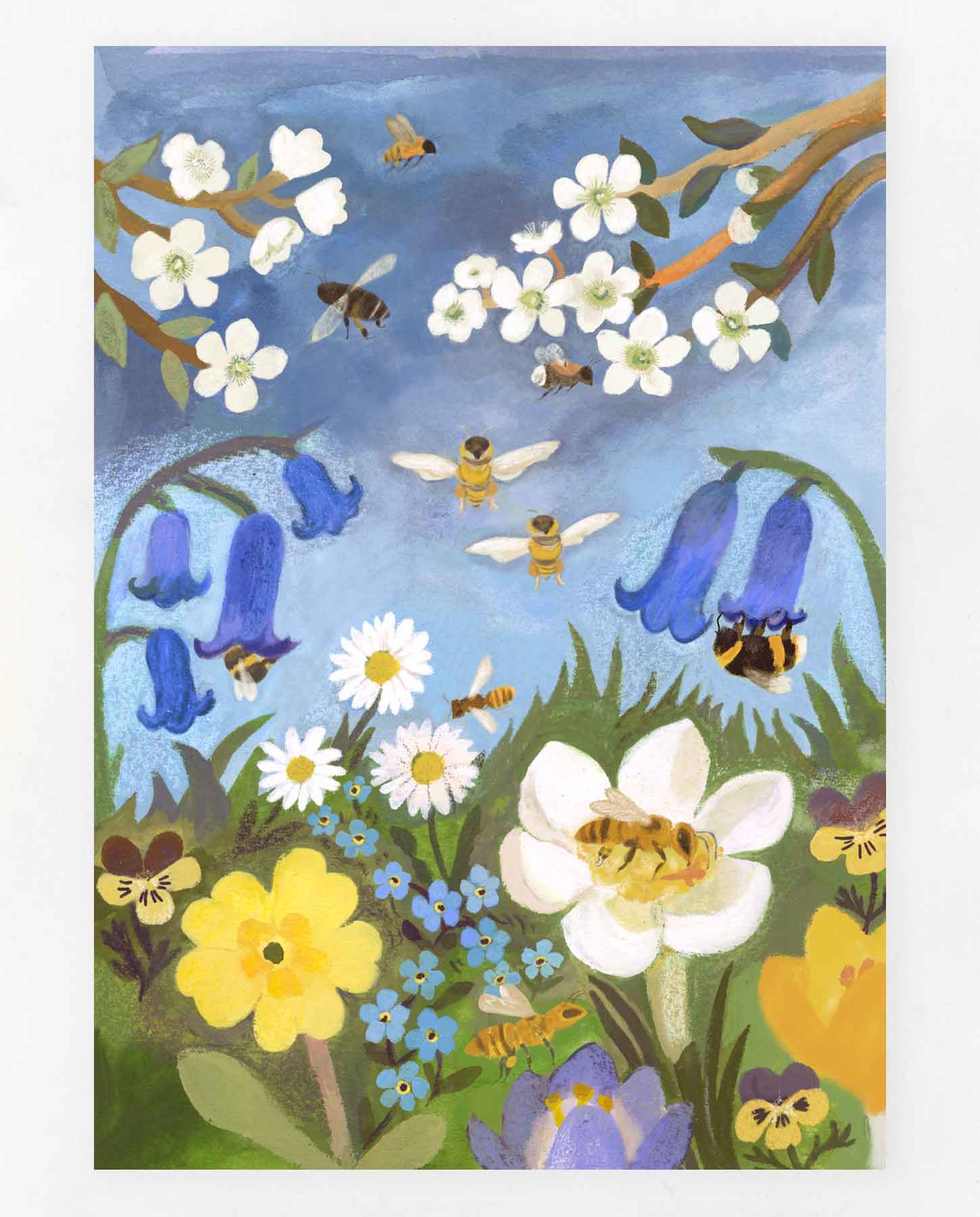 Bees and Blooms Print