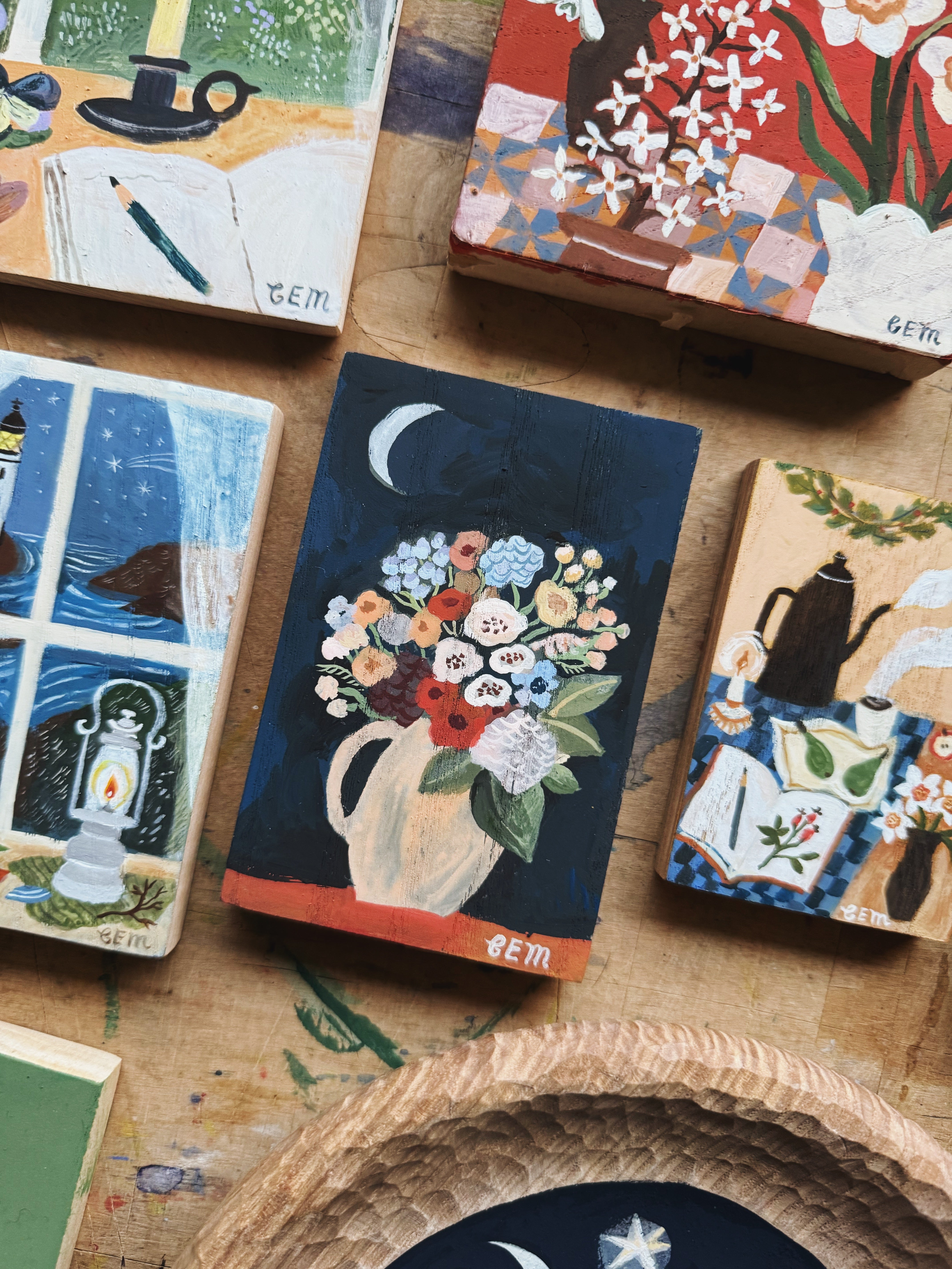 Dear Flowers - original painting on wood