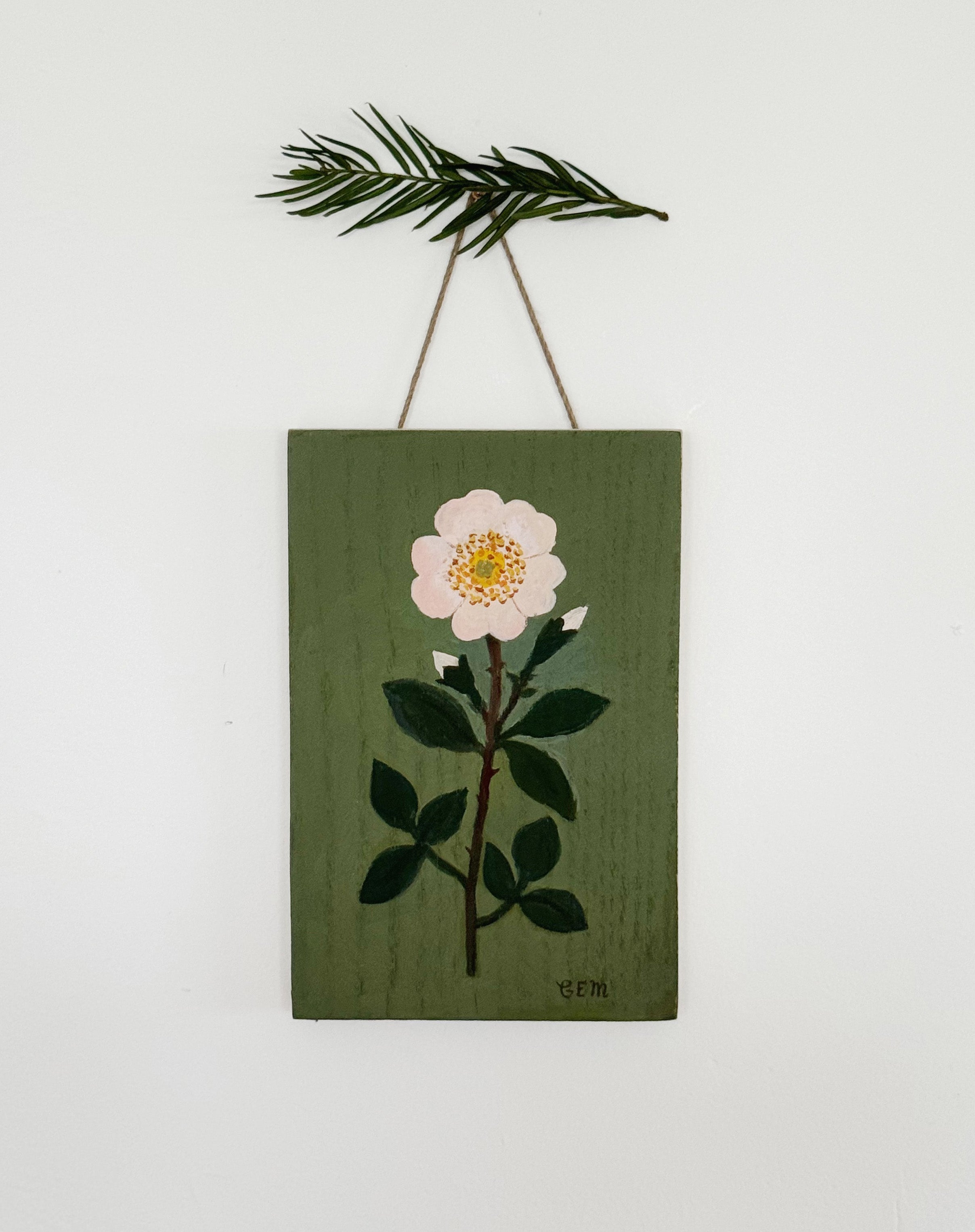 Dog Rose - original painting on wood