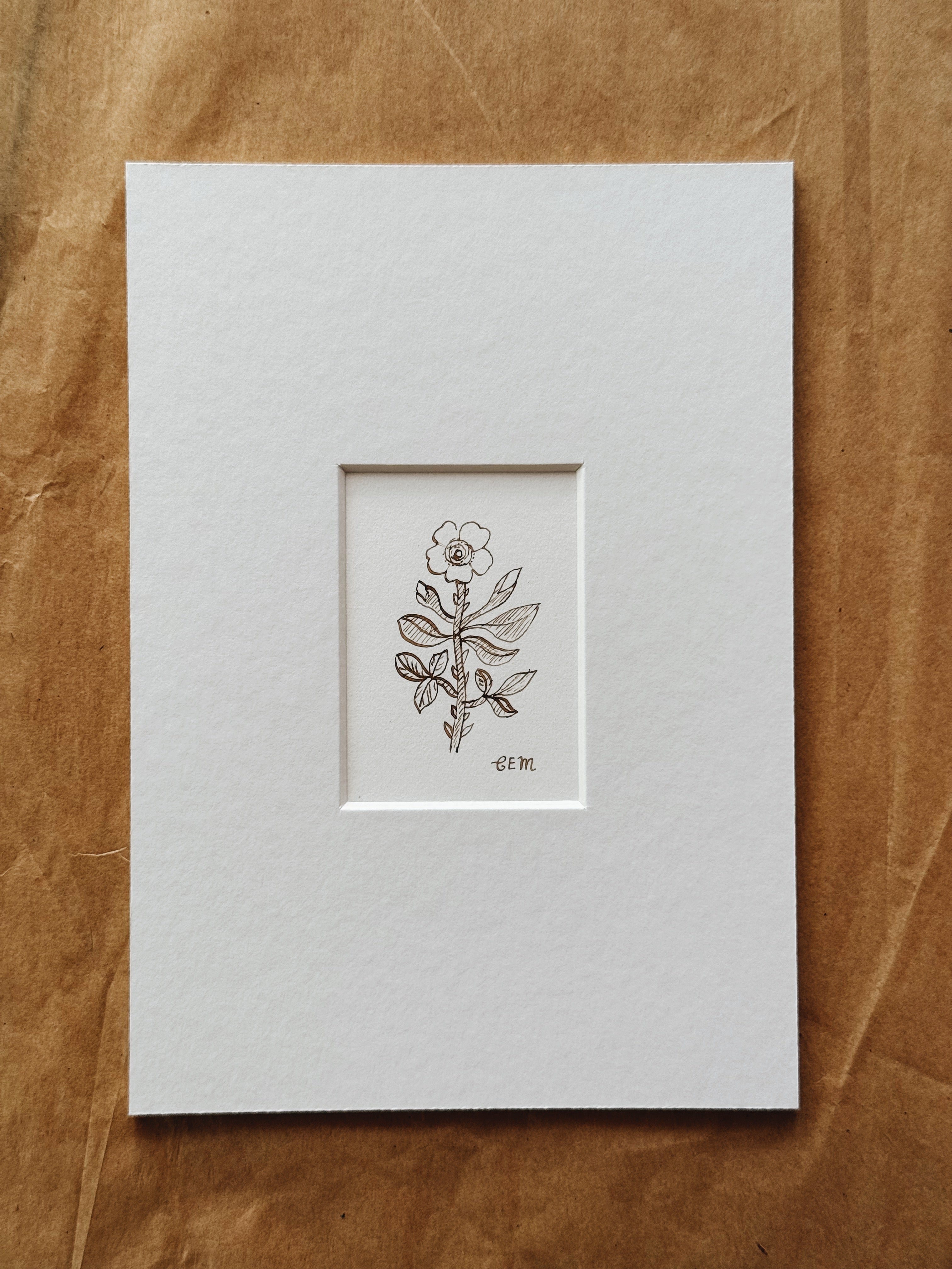 Leafy Rose: original ink drawing