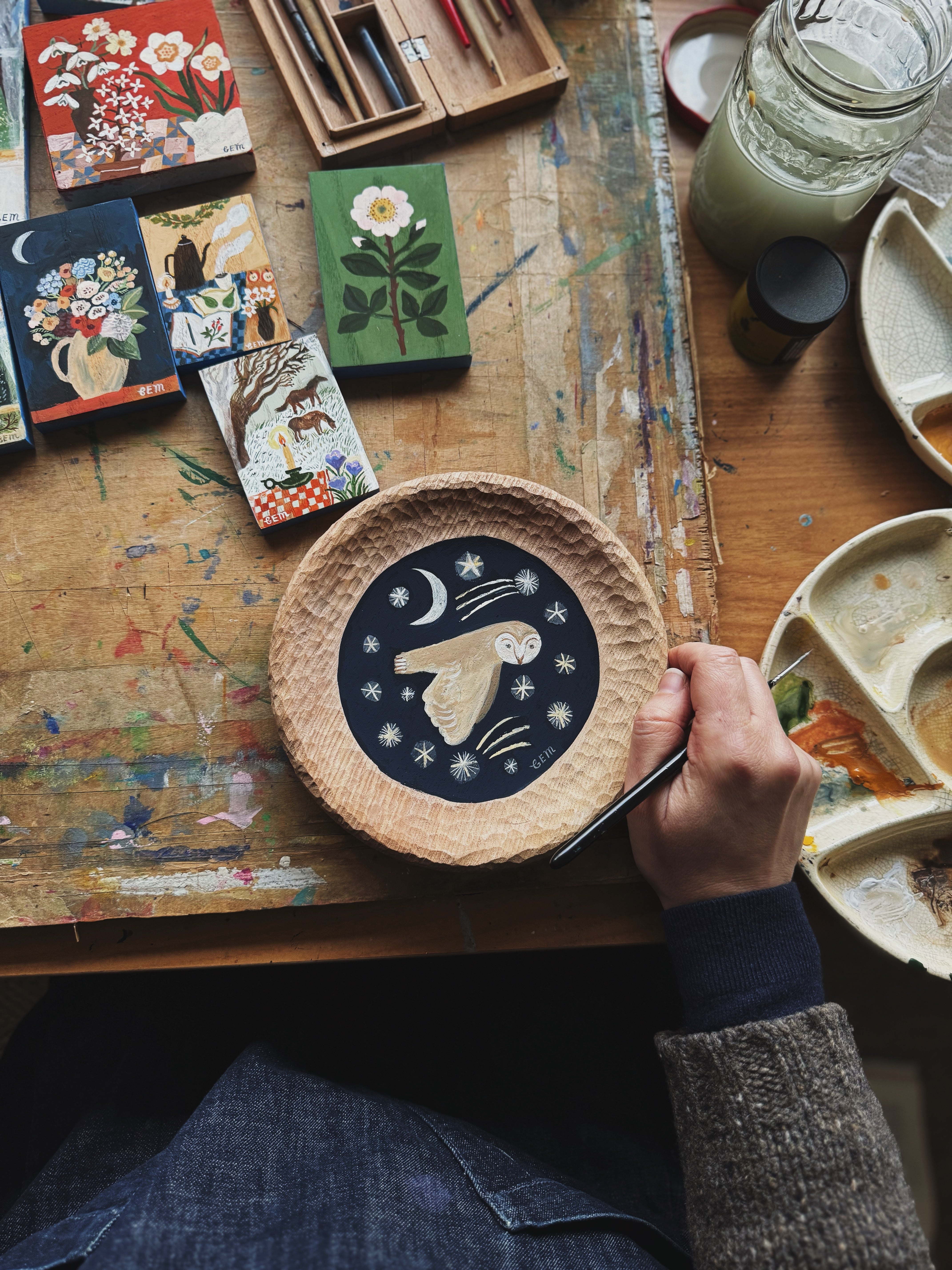 Night Owl - original painting on wood