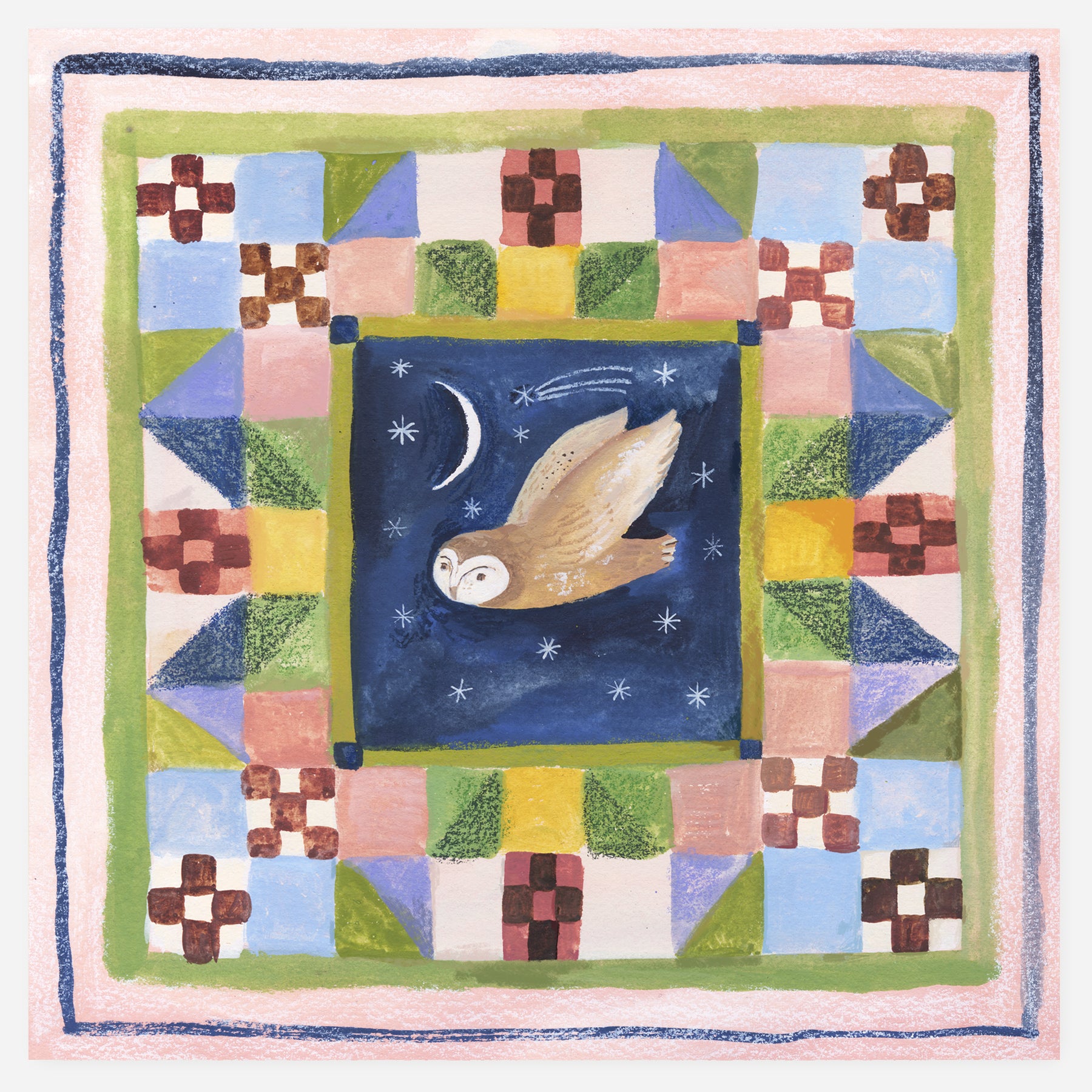 Patchwork Owl 20x20cm print