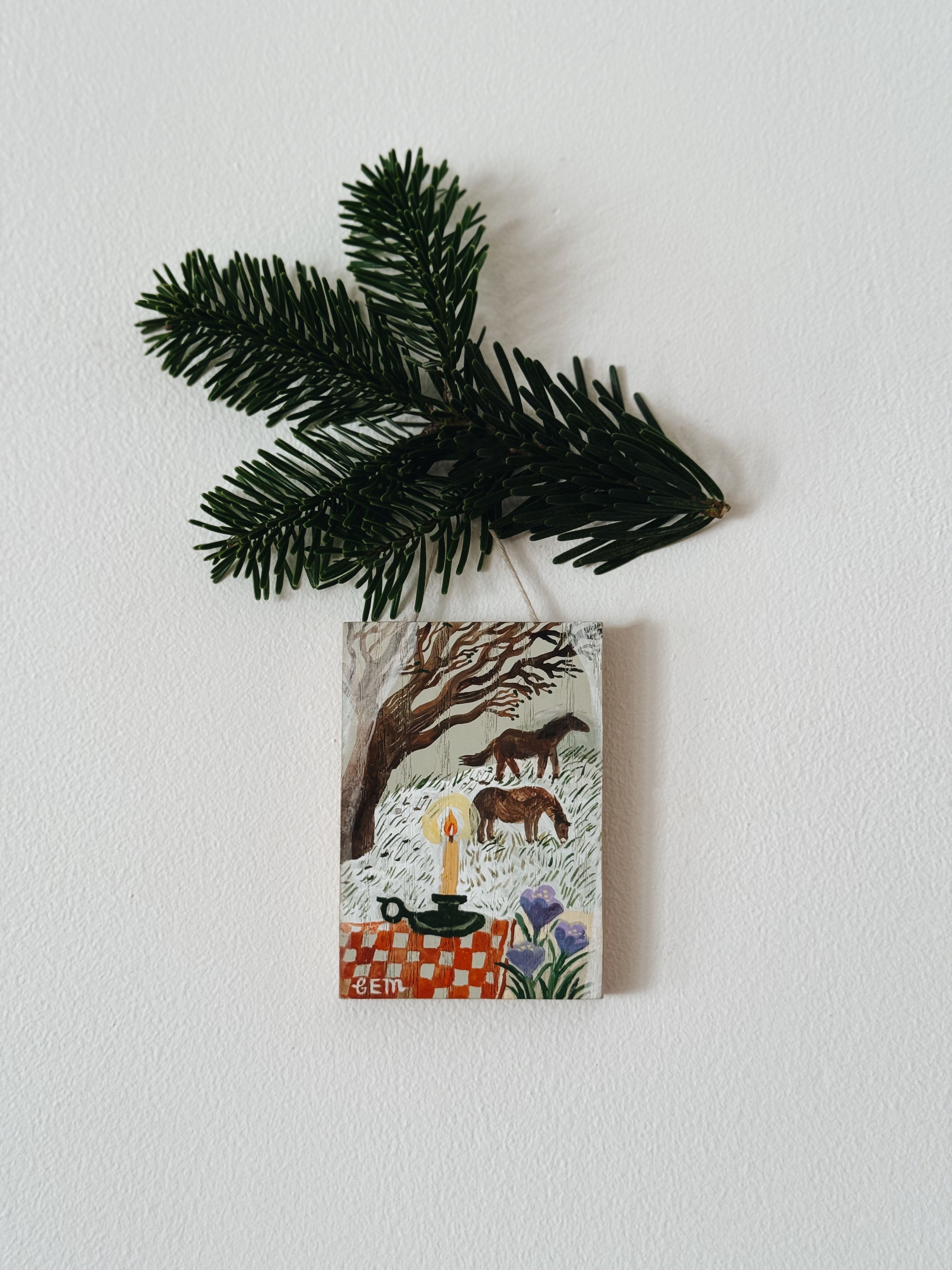 Ponies in the Field - original painting on wood