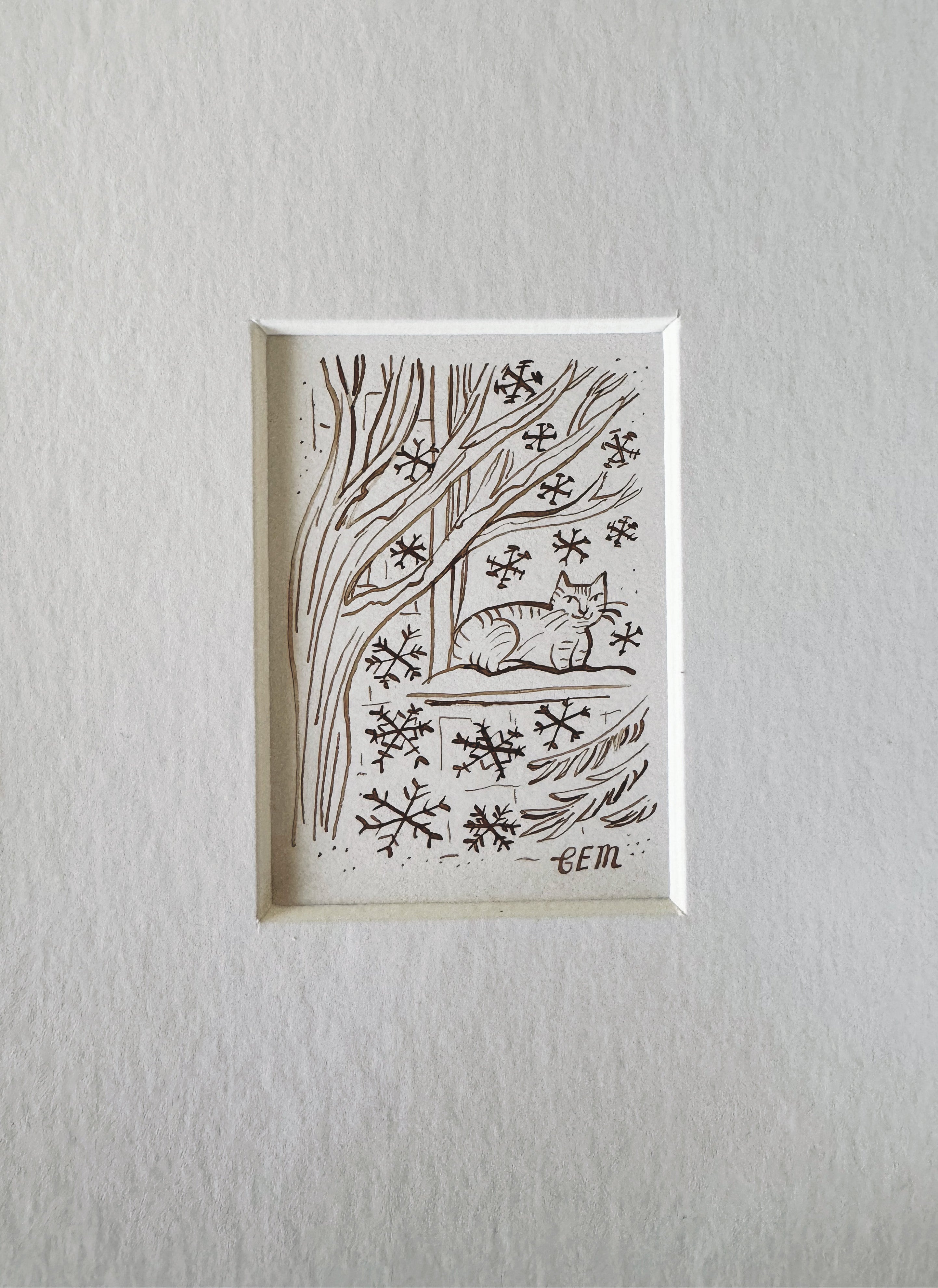 The First Snow: original ink drawing