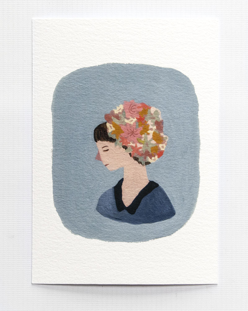 Flower Hat Lady 5 x 7 print