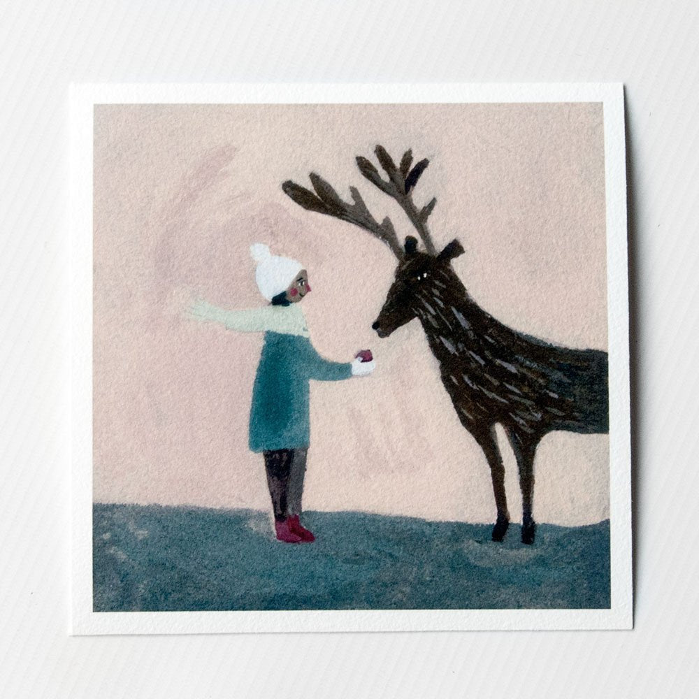 An Apple for Reindeer 6x6 print