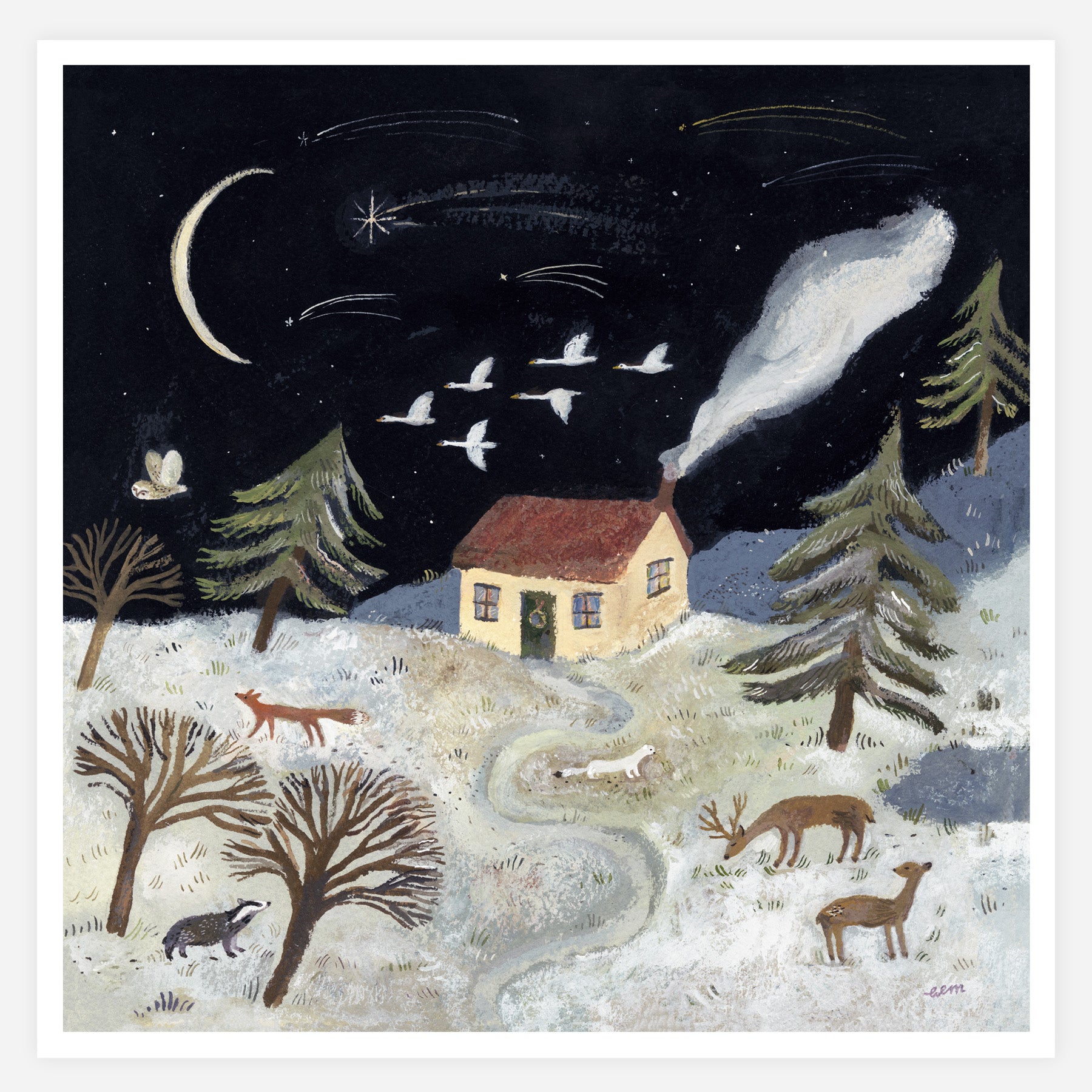A Night in Winter 20x20cm Print