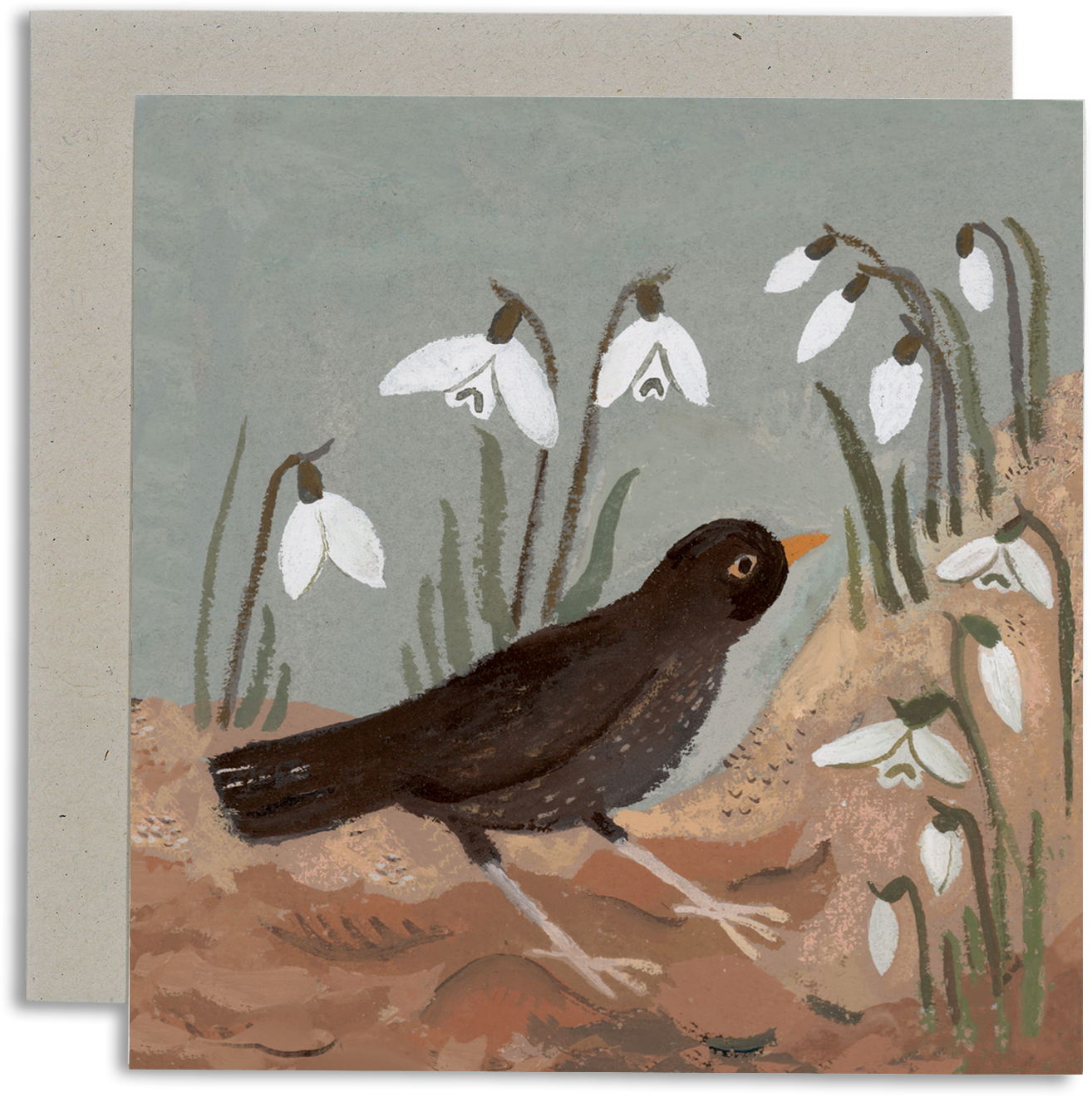 Blackbird and Snowdrops Card